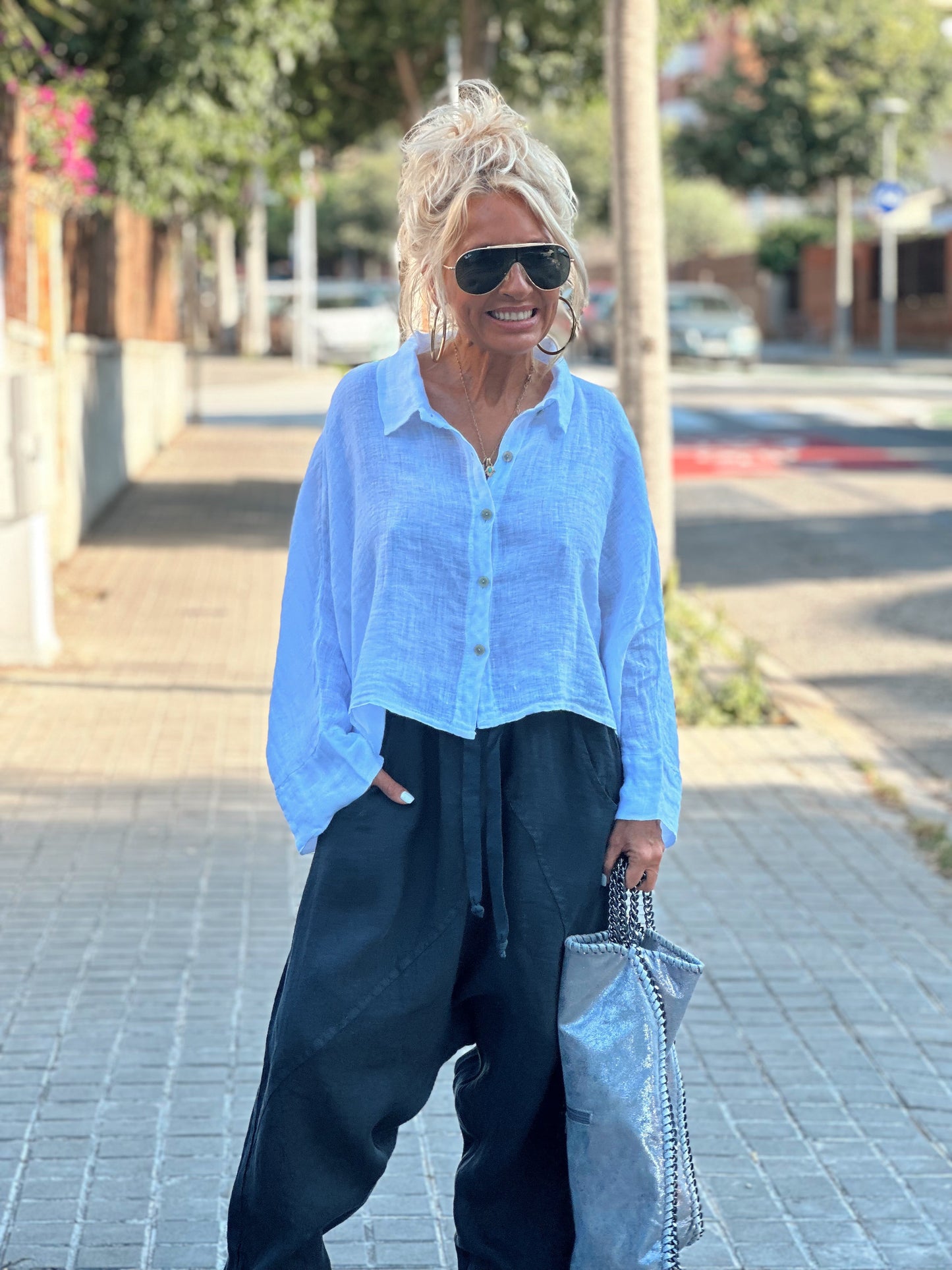 CAMISA LINO CROP-TOP MULTICOLOR