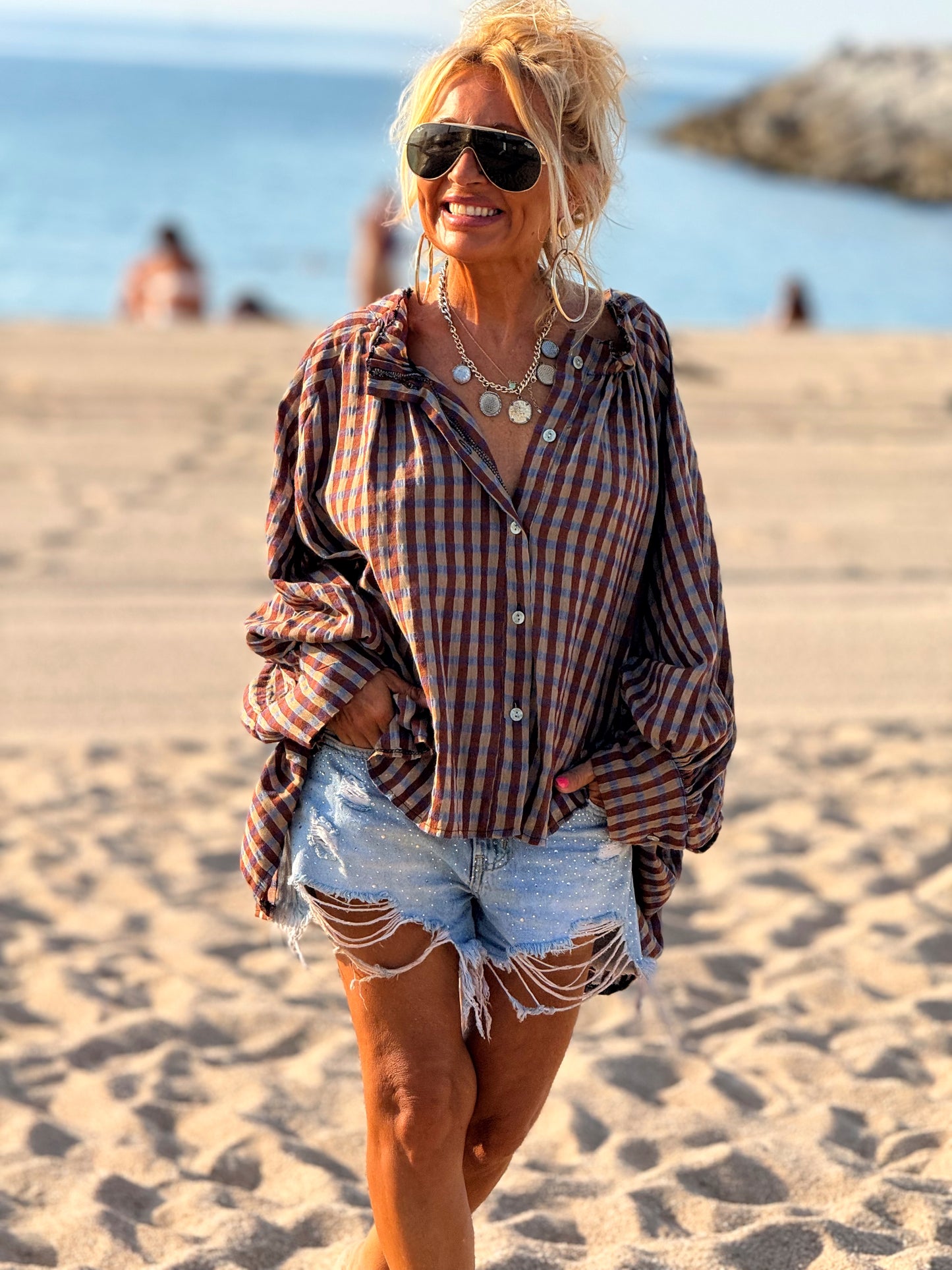 CAMISA OVERSIZE DAVID CUADROS MARRÓN