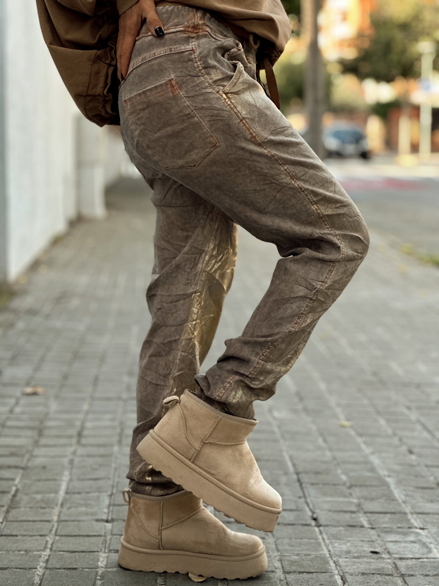 PANTALON BRILLANTE FLORENCE CAMEL