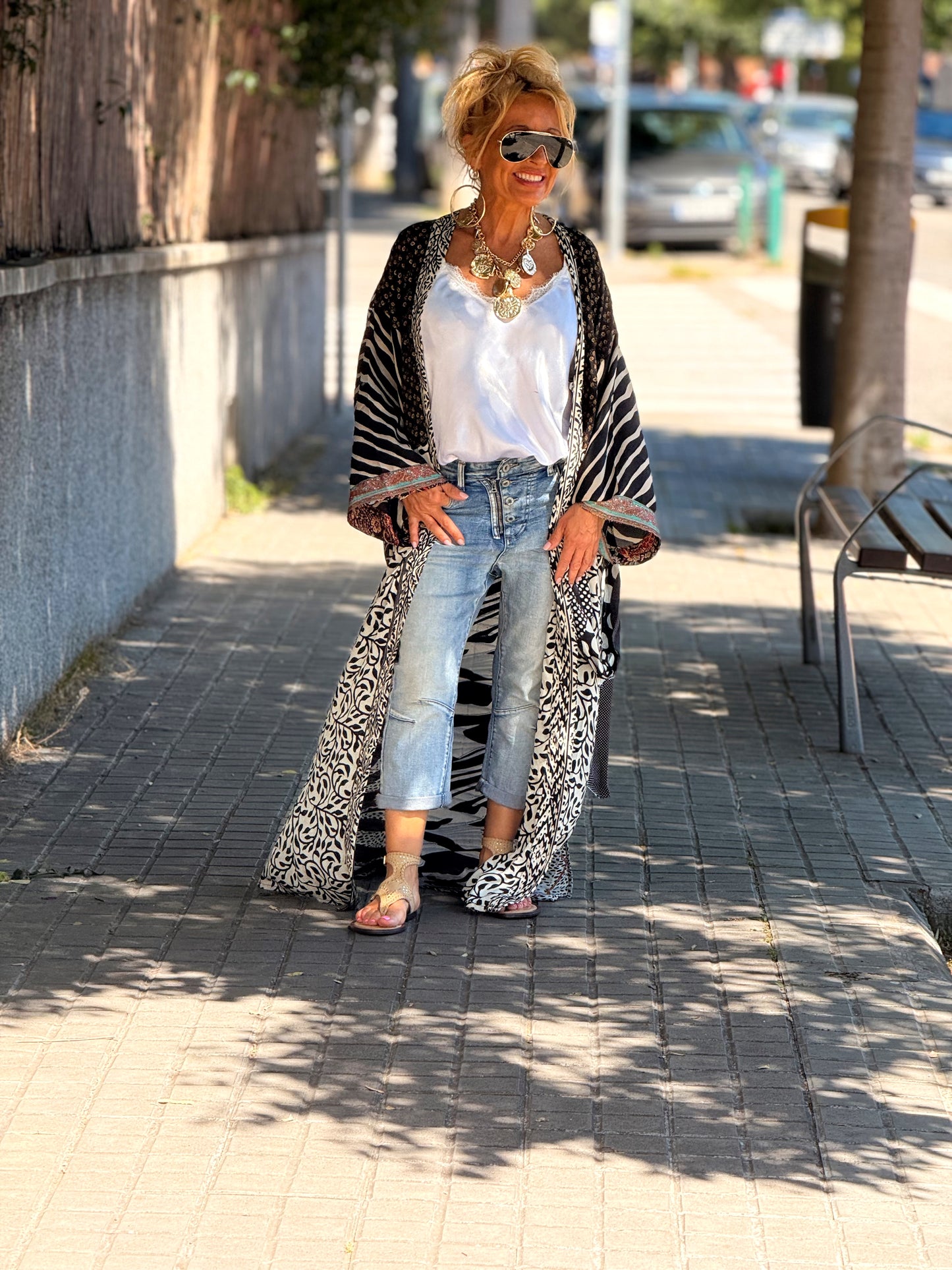 KIMONO ESTAMPADO MANGA 3/4 MULTICOLOR