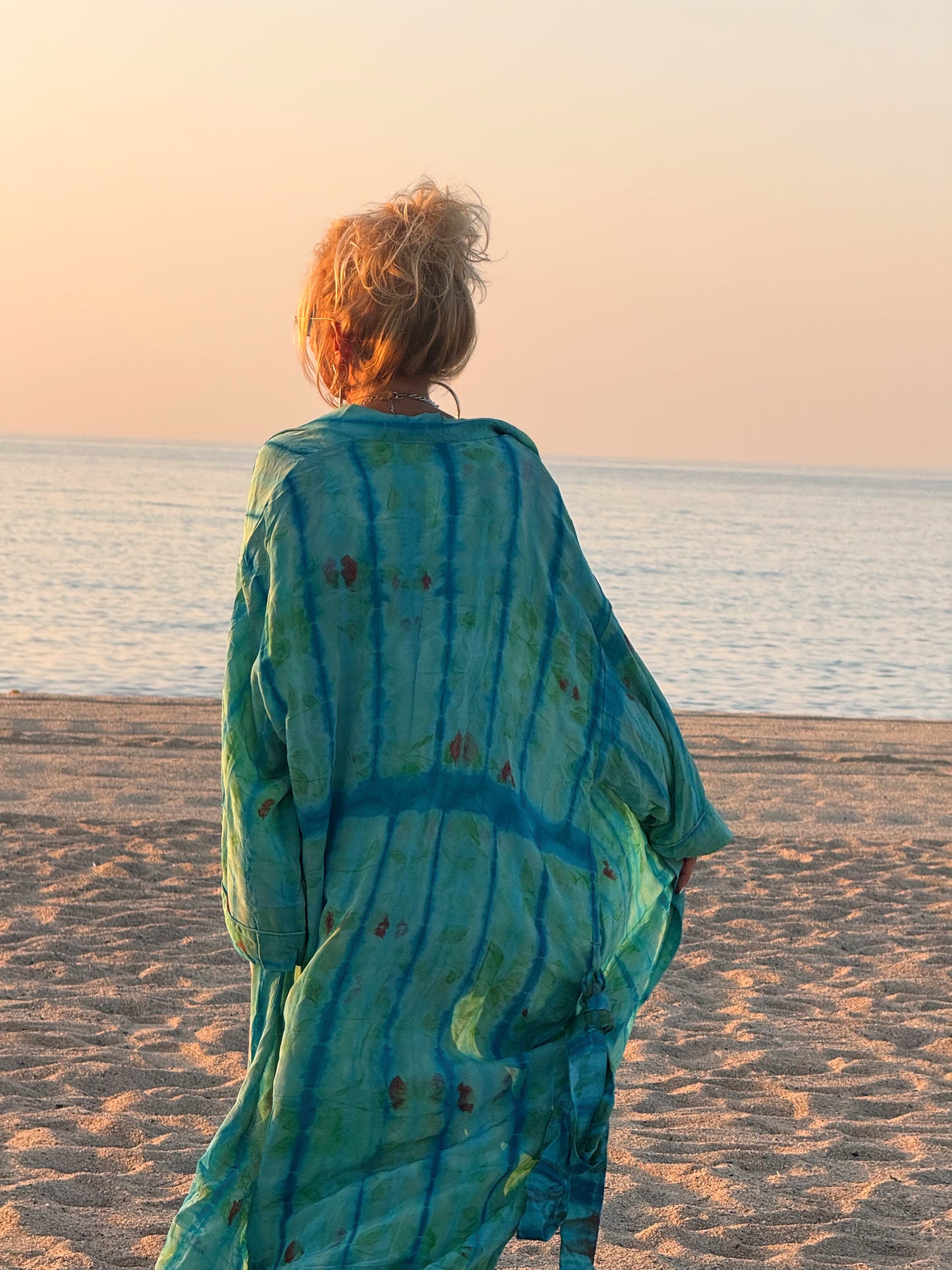 KIMONO ESTAMPADO MANGA 3/4 CREPE DE SEDA MULTICOLOR