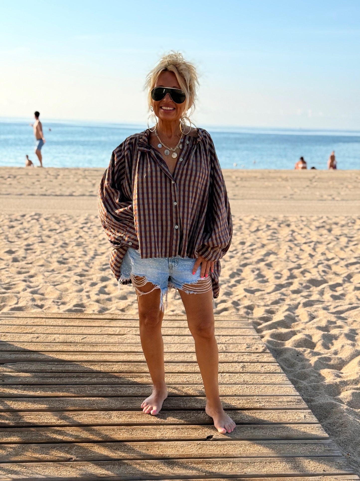 CAMISA OVERSIZE DAVID CUADROS MARRÓN