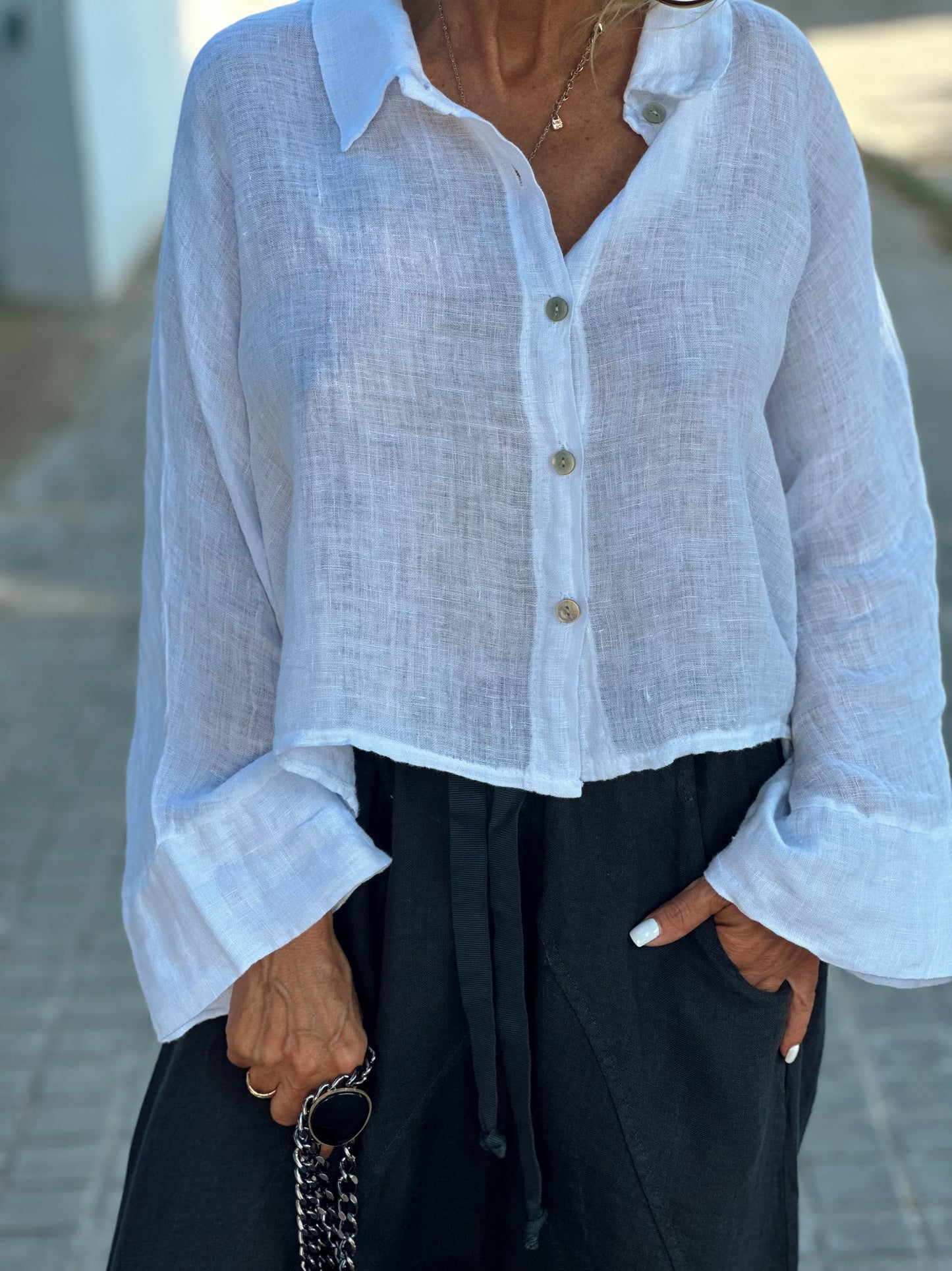 CAMISA LINO CROP-TOP MULTICOLOR