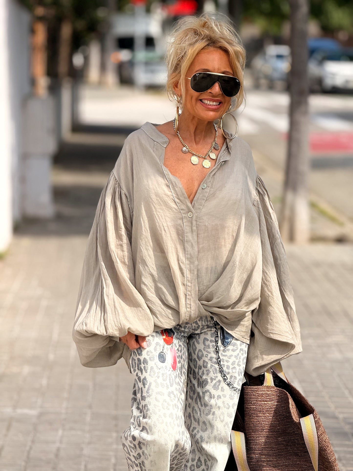 JEANS ESTAMPADO ANIMAL PRINT CRUDO