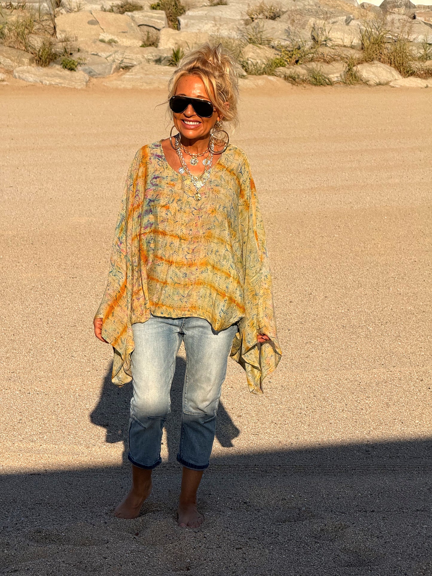 BLUSA-CAPA ESTAMPADO CREPE DE SEDA INDY MULTICOLOR