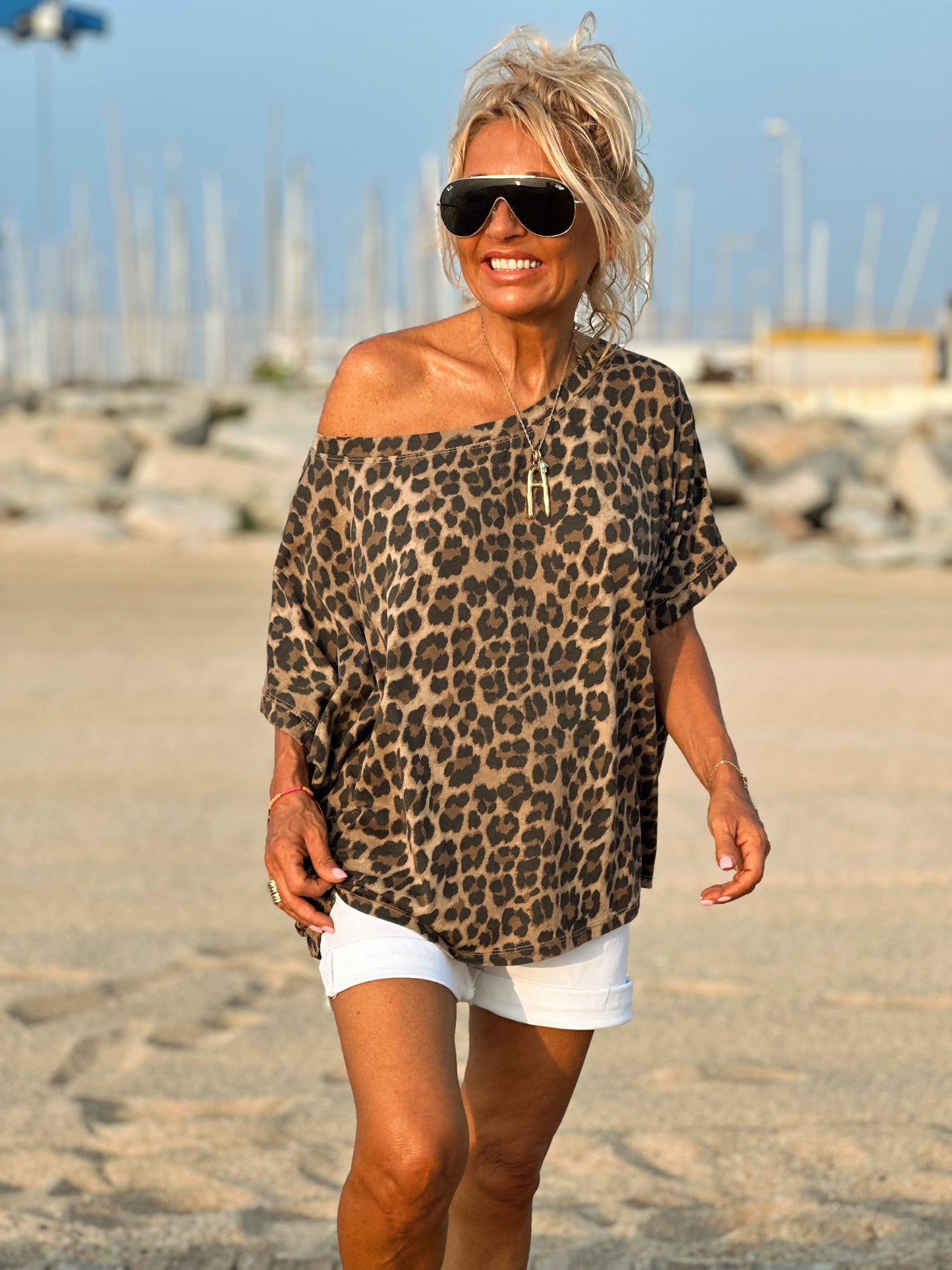 CAMISETA MANGA CORTA LEOPARDO CAMEL