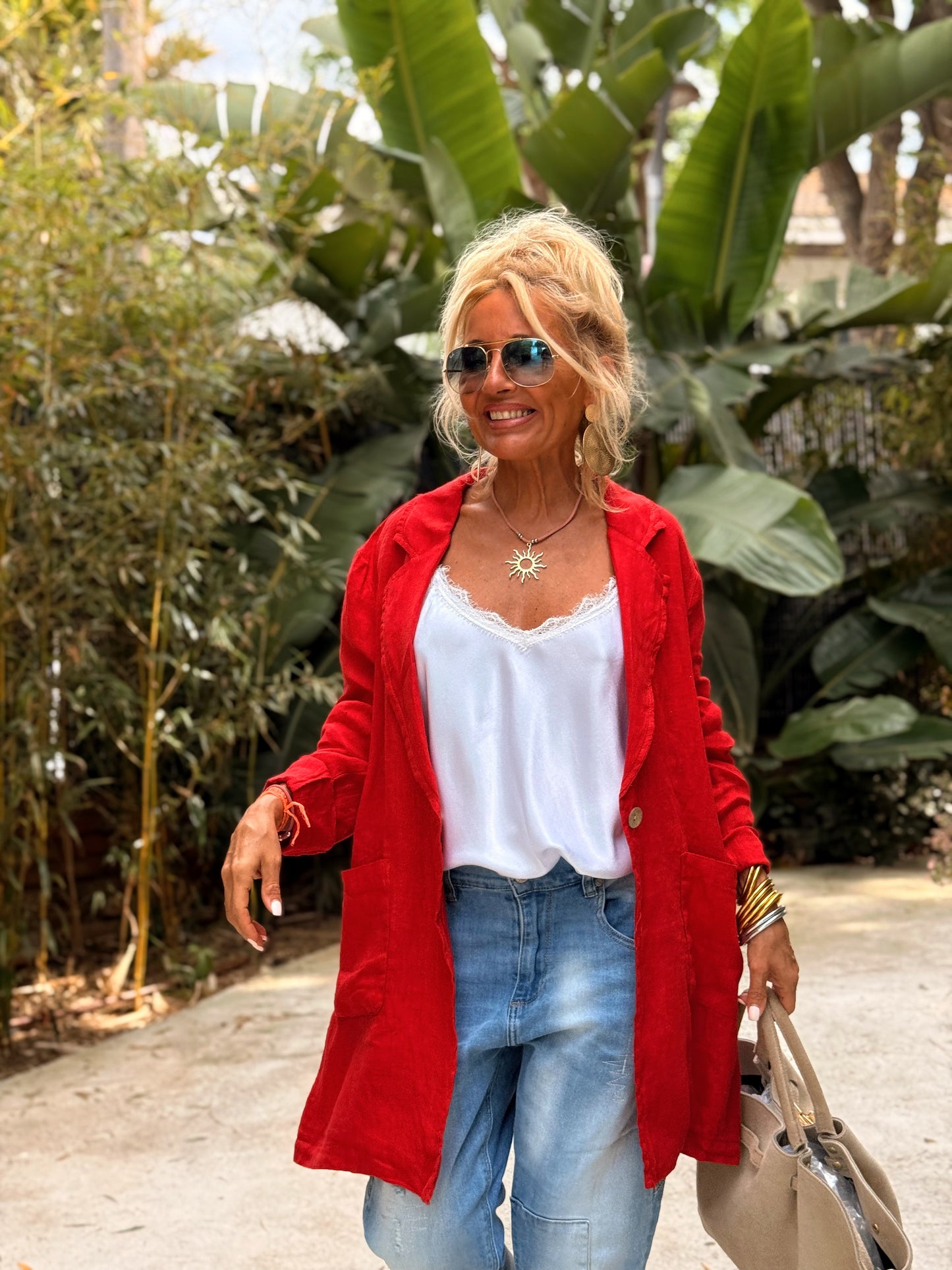 CHAQUETA LINO CHARLY FRESA