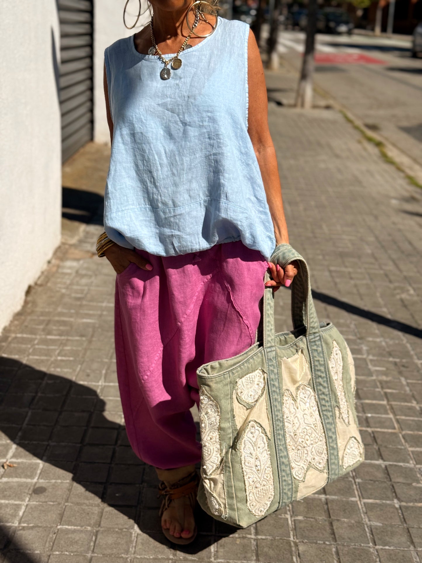 PANTALÓN BAGGY OVERSIZE LINO FLORENT MULTICOLOR