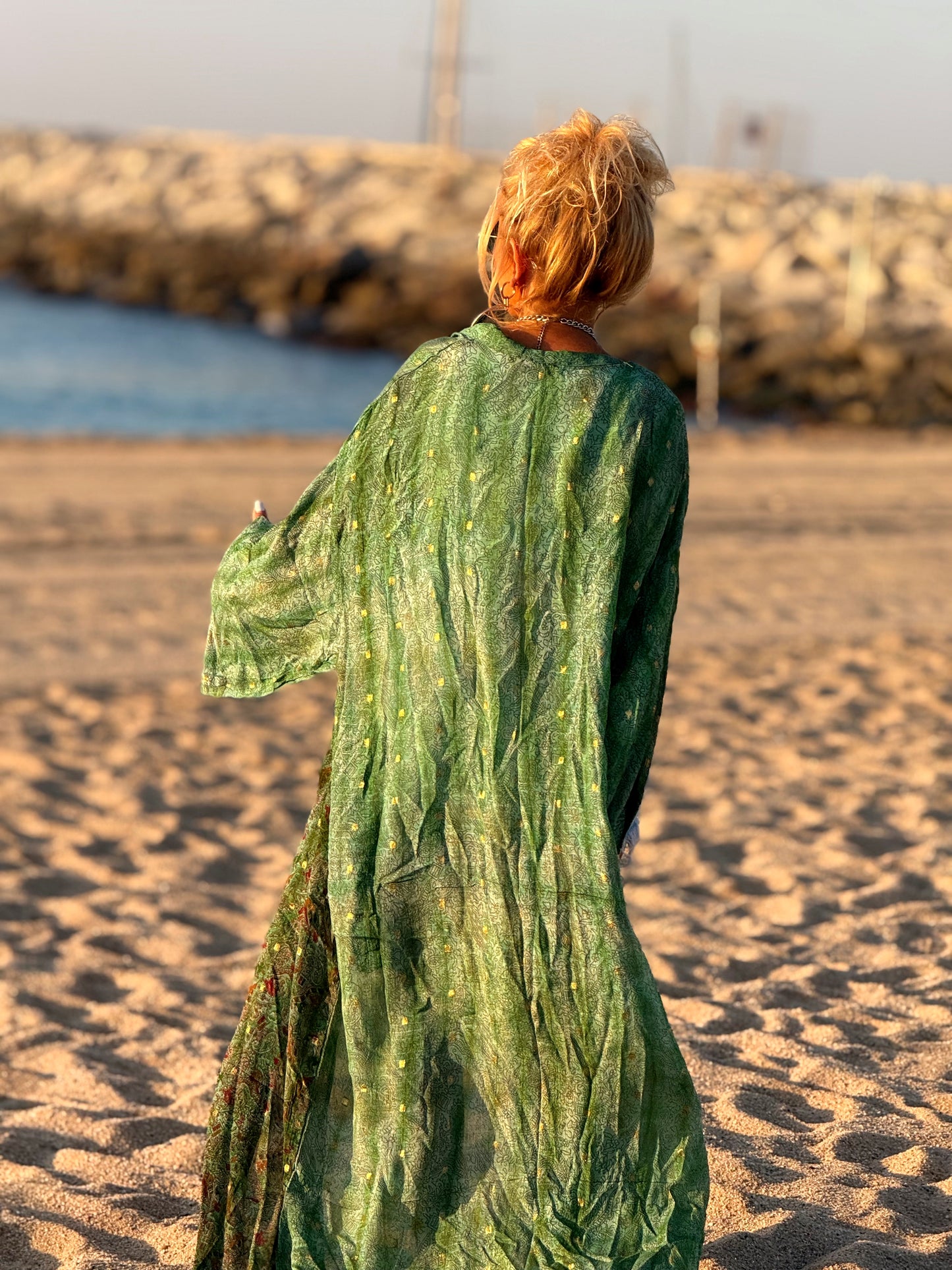 KIMONO ESTAMPADO MANGA LARGA CREPE DE SEDA MULTICOLOR