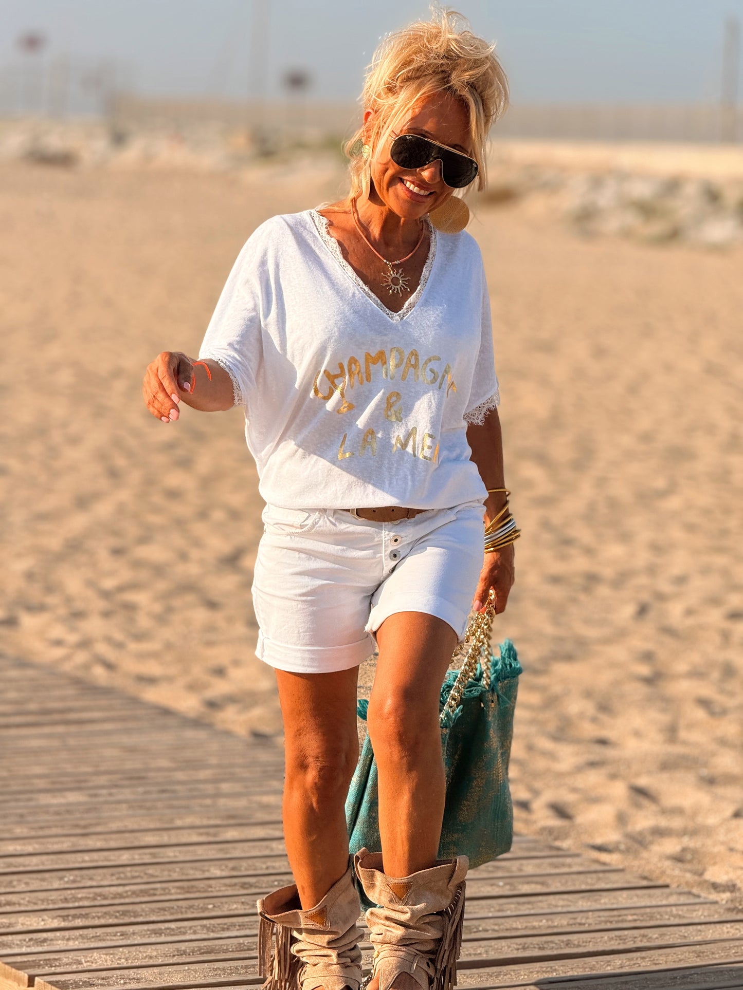 CAMISETA CHAMPAGNE BLANCO