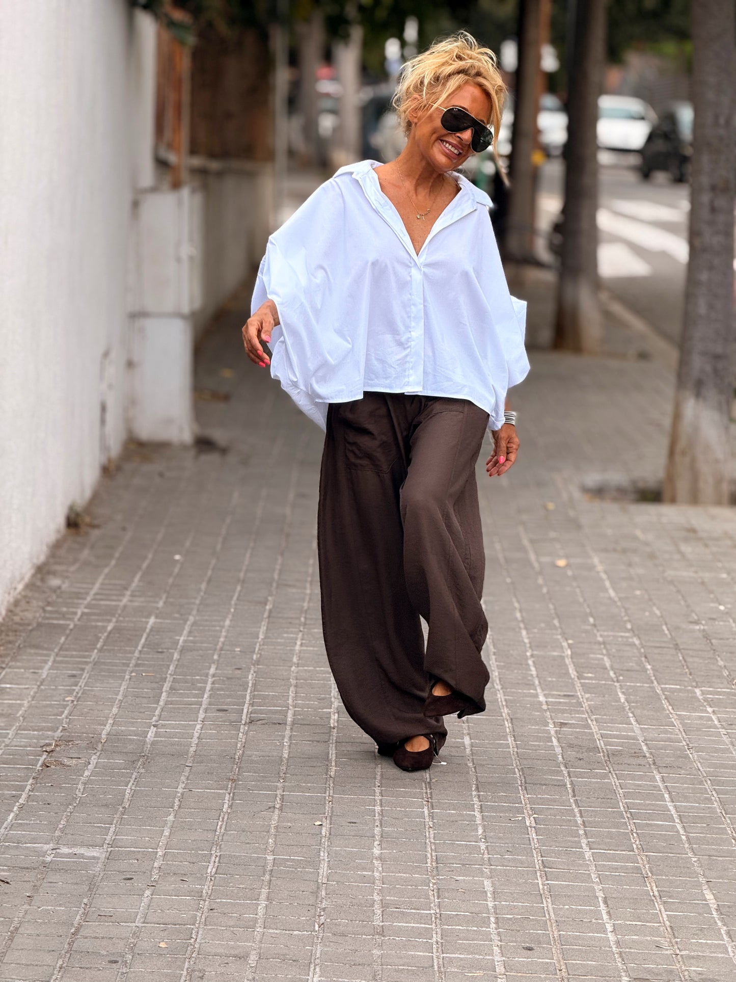 CAMISA CORTA CON BOTON MANGA BLANCO