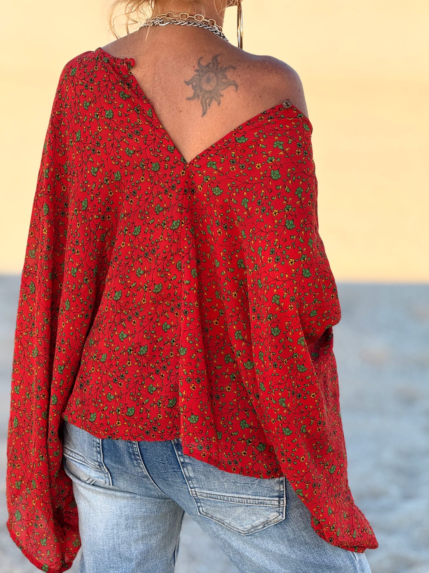 BLUSA-CAPA ESTAMPADO CREPE DE SEDA INDY MULTICOLOR