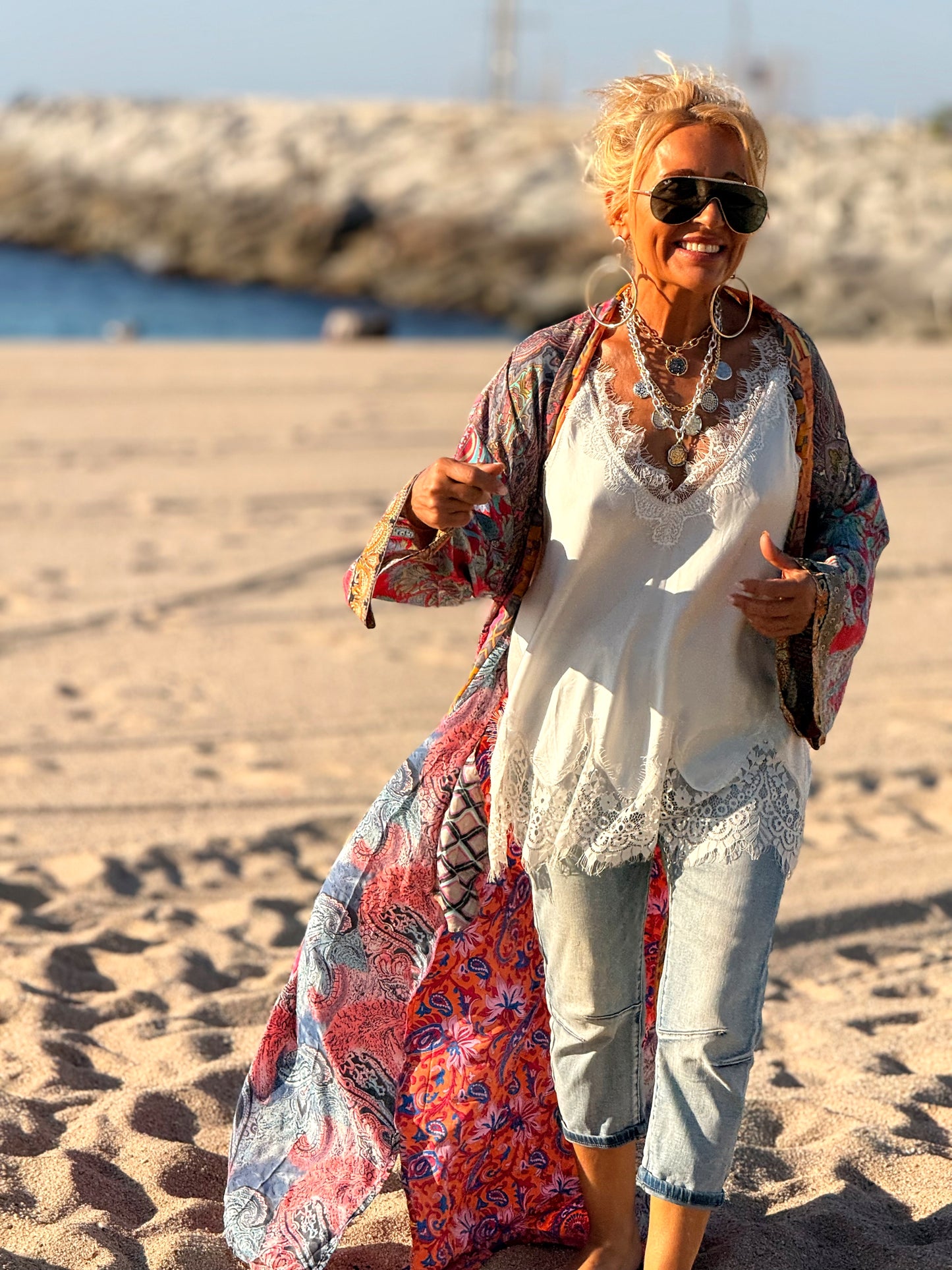 KIMONO ESTAMPADO MANGA 3/4 MULTICOLOR