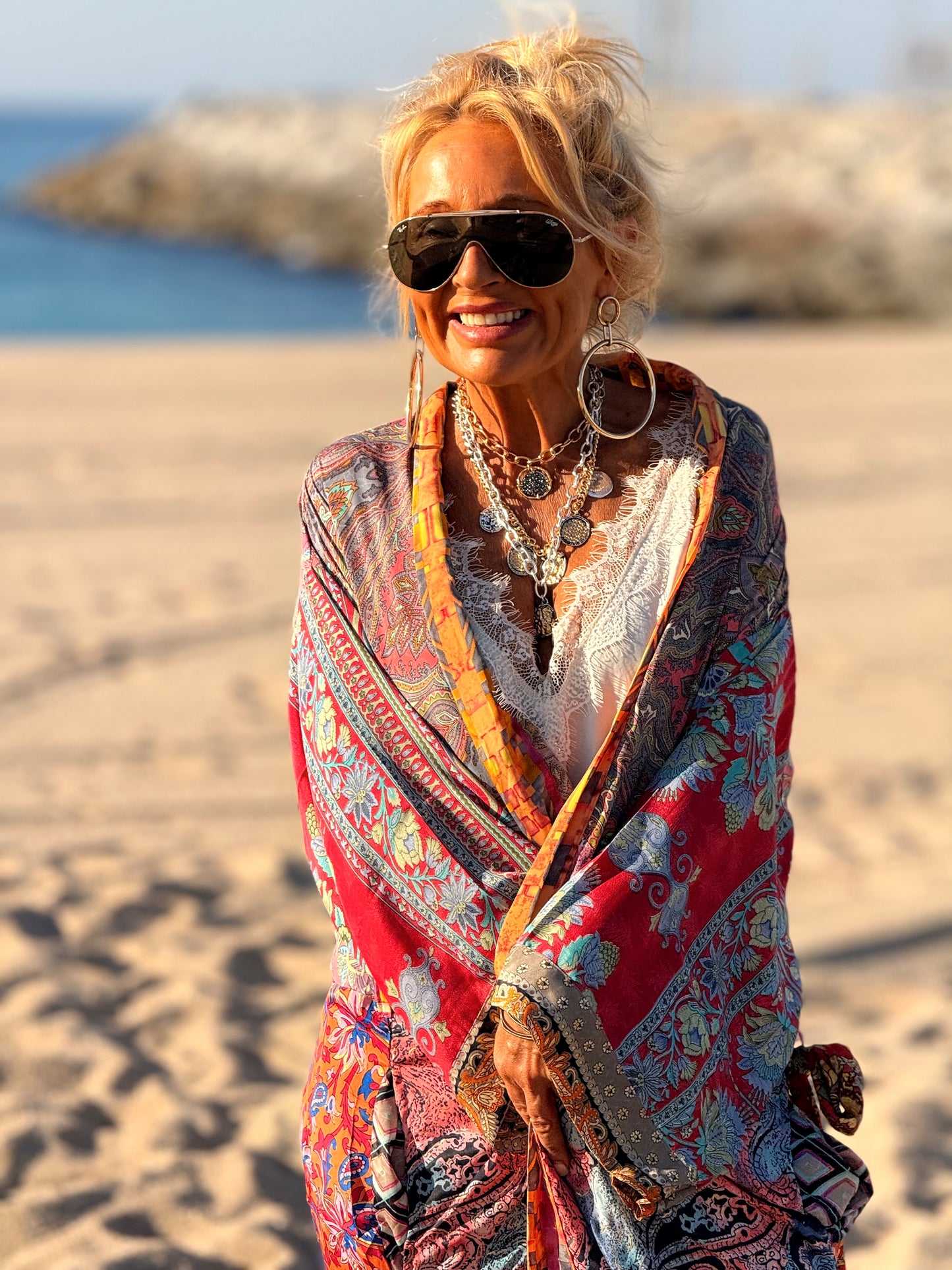 KIMONO ESTAMPADO MANGA 3/4 MULTICOLOR