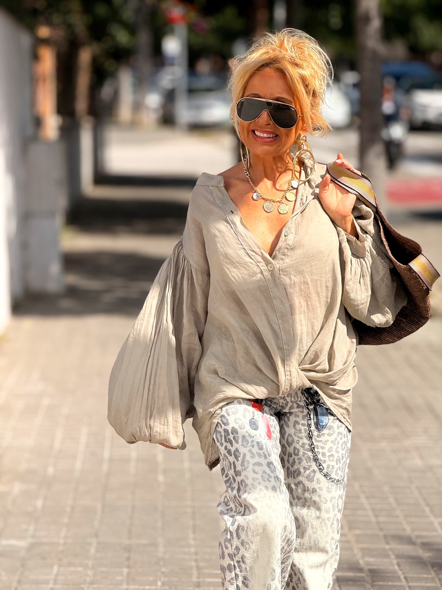 JEANS ESTAMPADO ANIMAL PRINT CRUDO