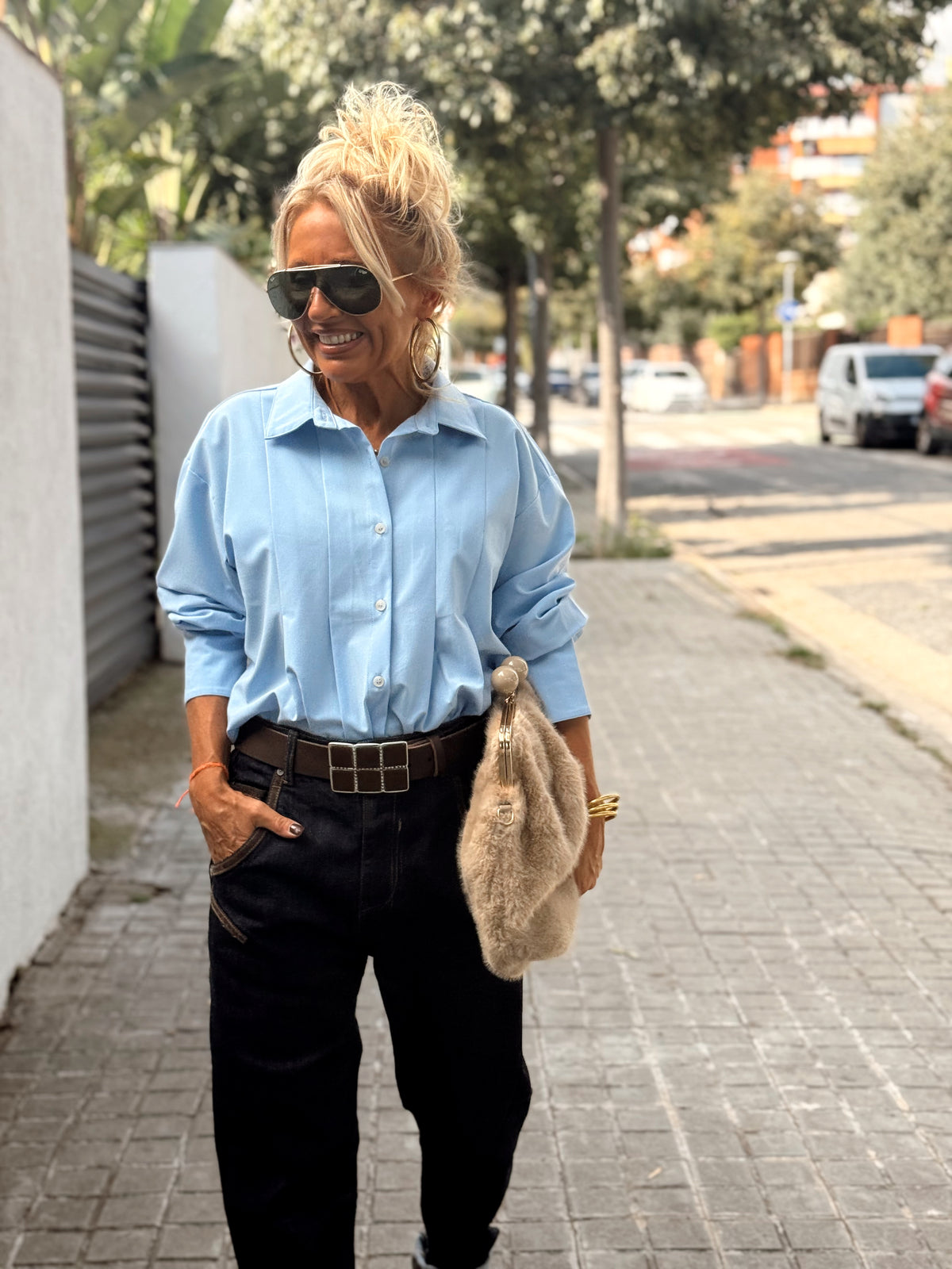 CAMISA CON PLIEGUES FILIPA MULTICOLOR