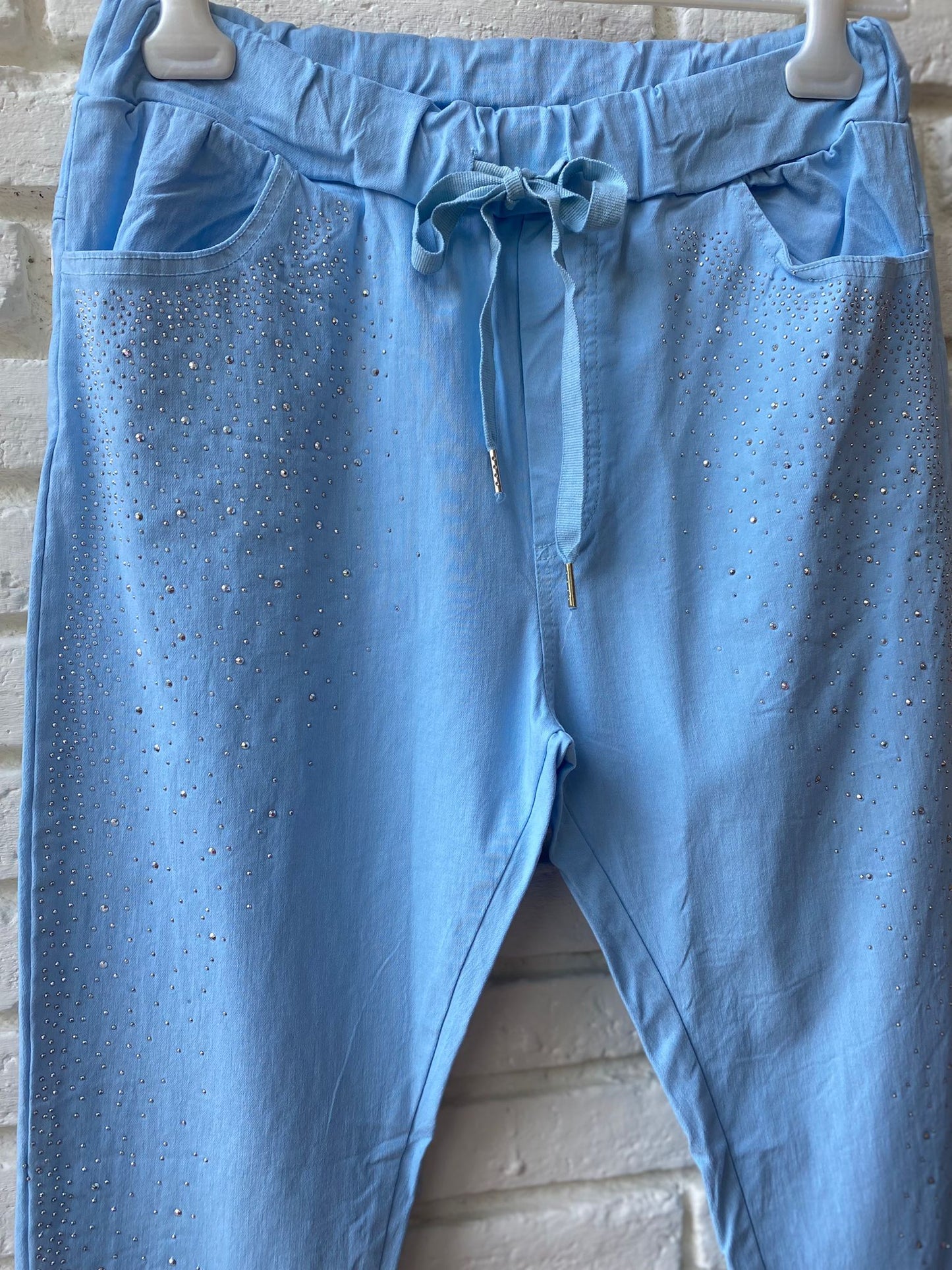 PANTALON BRILLANTE CELESTE