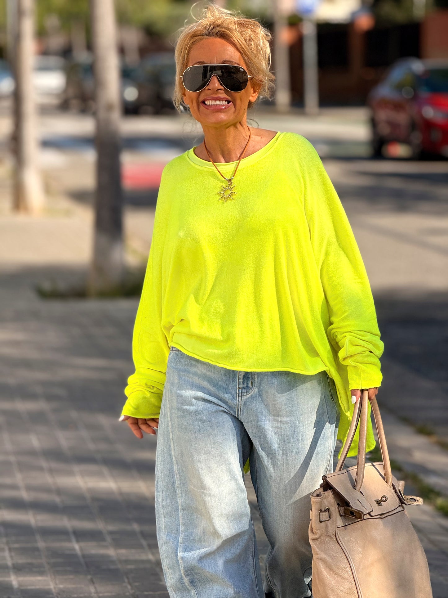 CAMISETA-SUDADERA SUPER OVERSIZE DANI NÉON MULTICOLOR