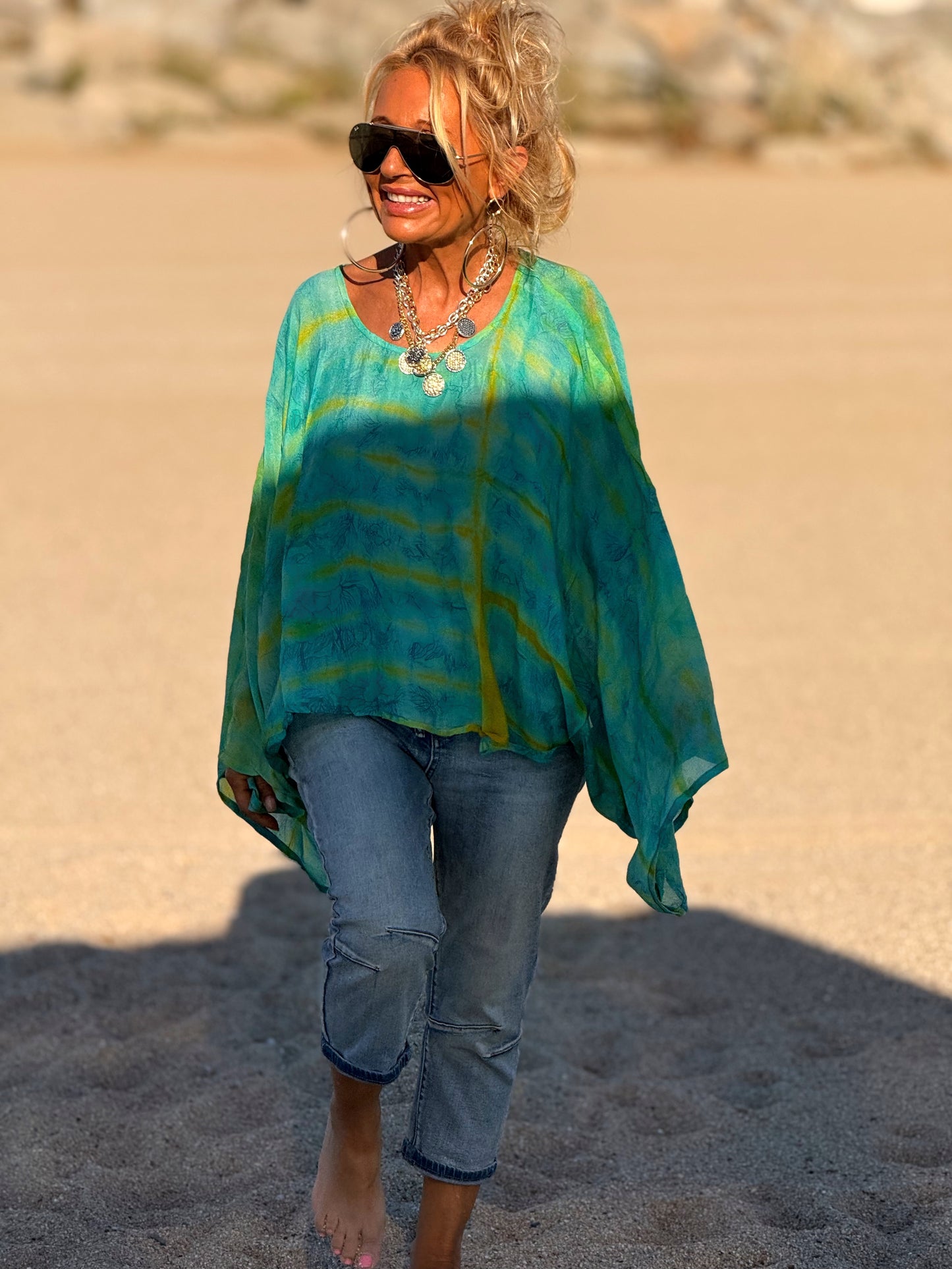 BLUSA-CAPA ESTAMPADO CREPE DE SEDA INDY MULTICOLOR