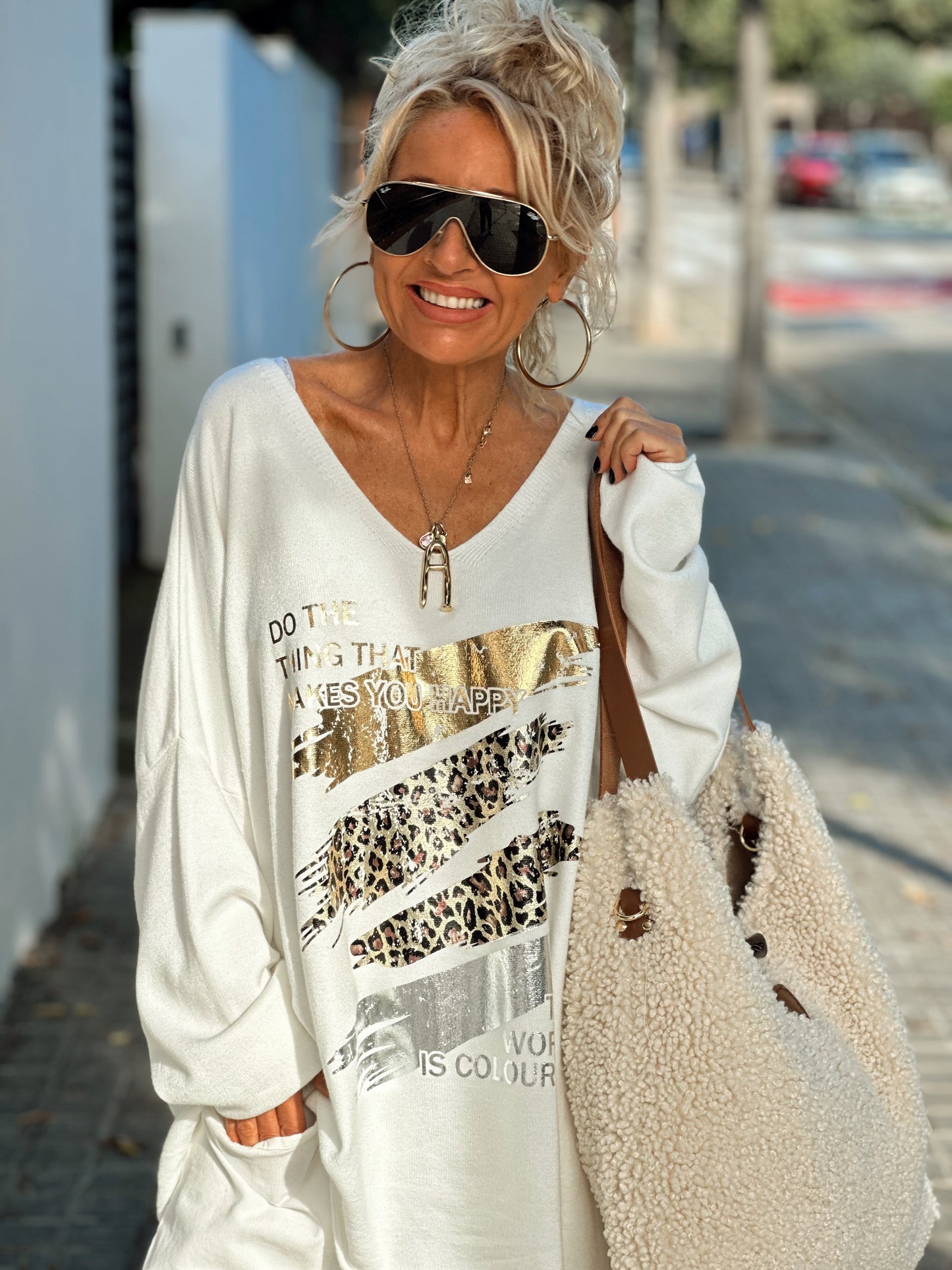 JERSEY DE PUNTO OVERSIZE ANIMAL PRINT CRUDO