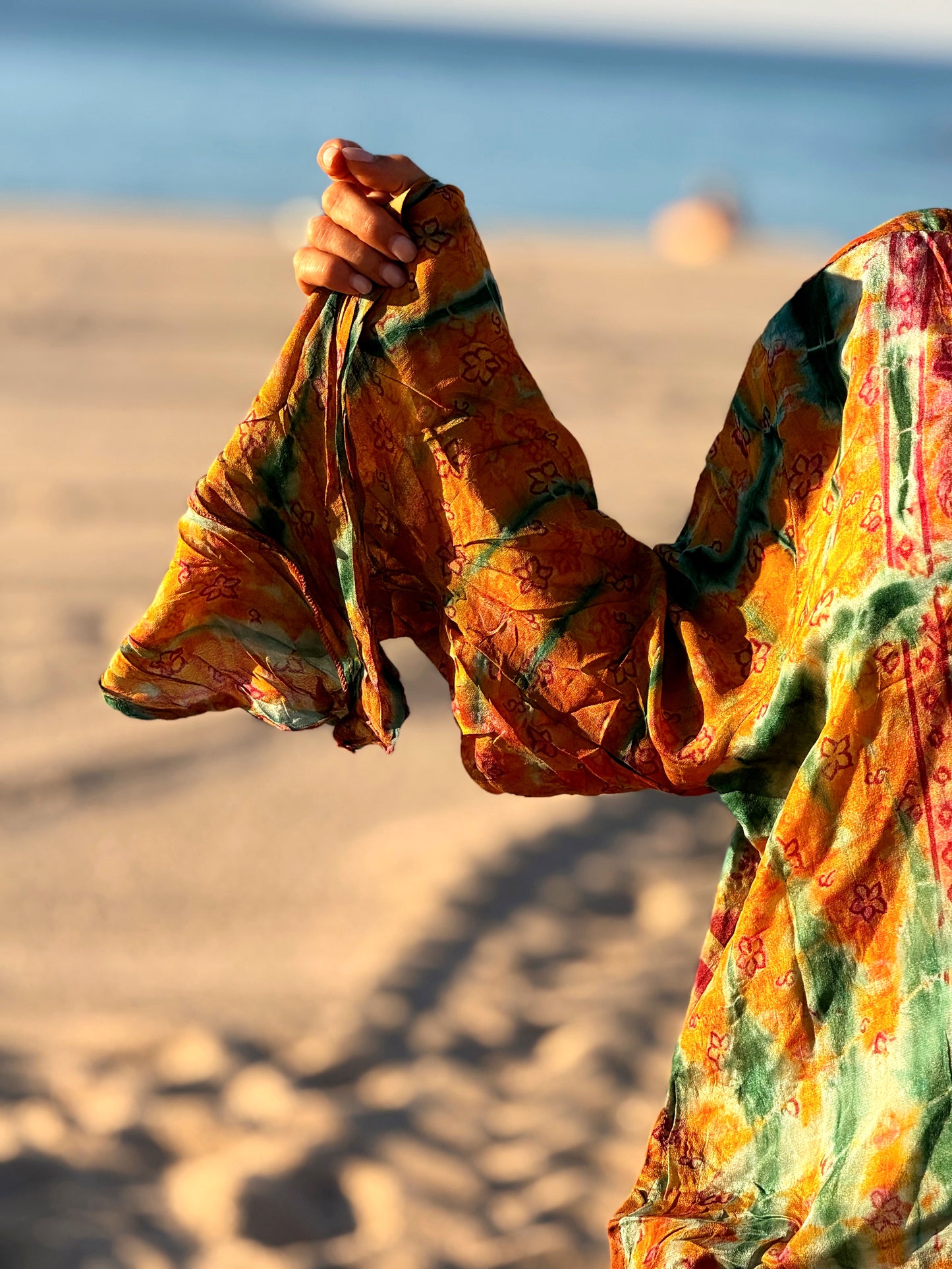 KIMONO CORTO ESTAMPADO MANGA LARGA CREPE DE SEDA MULTICOLOR