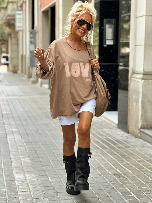 SUDADERA OVERSIZE LOVE CAMEL