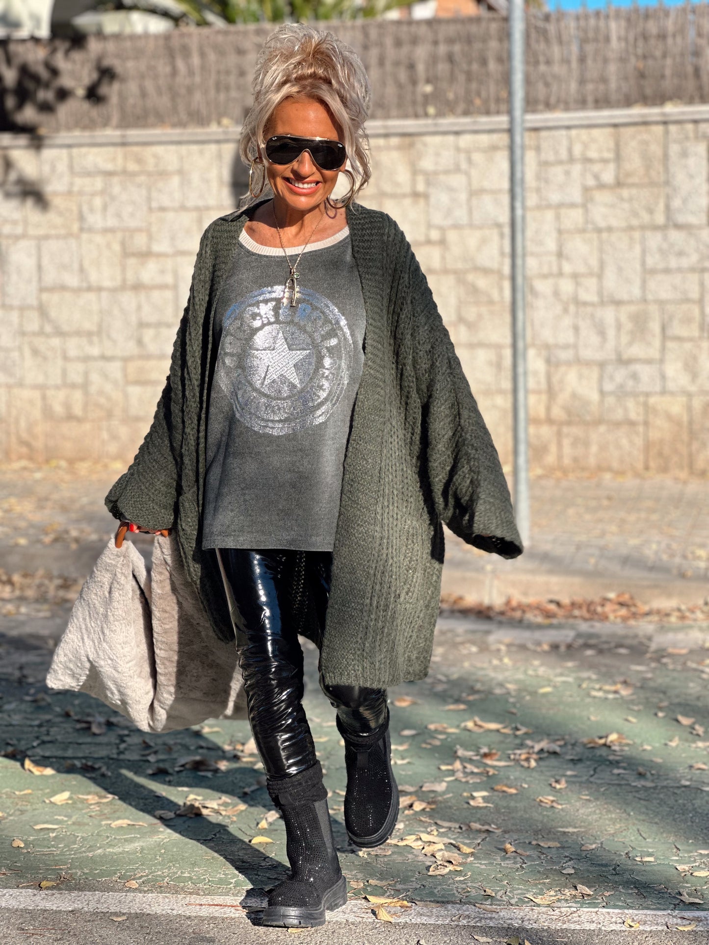 CHAQUETA DE PUNTO NATALIA KAKI