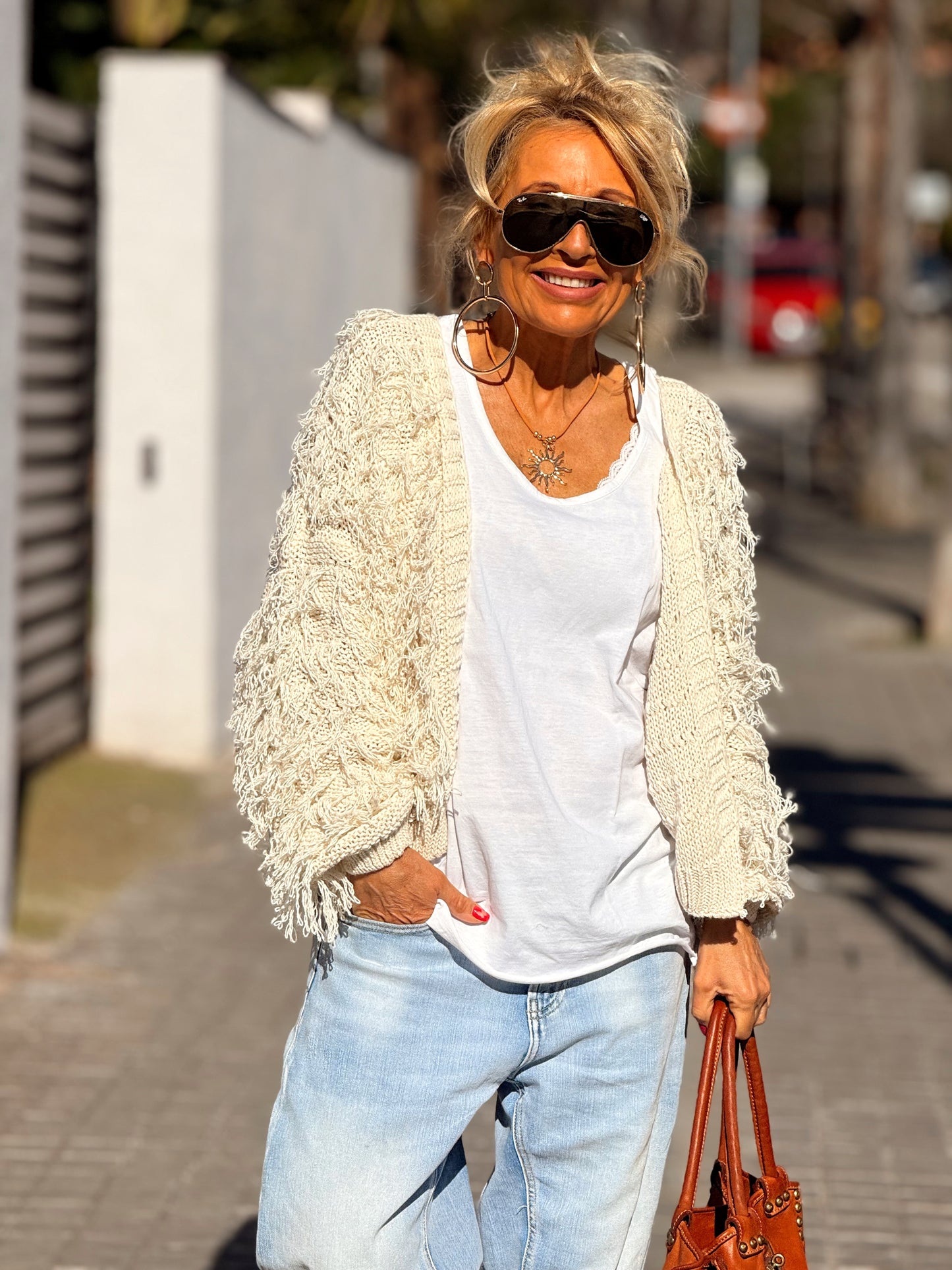 CARDIGAN CON FLECOS KEZIA MULTICOLOR