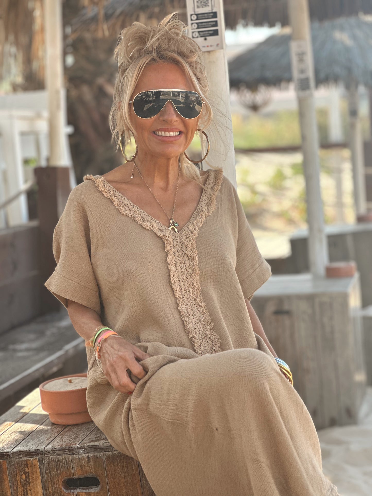 VESTIDO LARGO OVERSIZE JORDI CAMEL