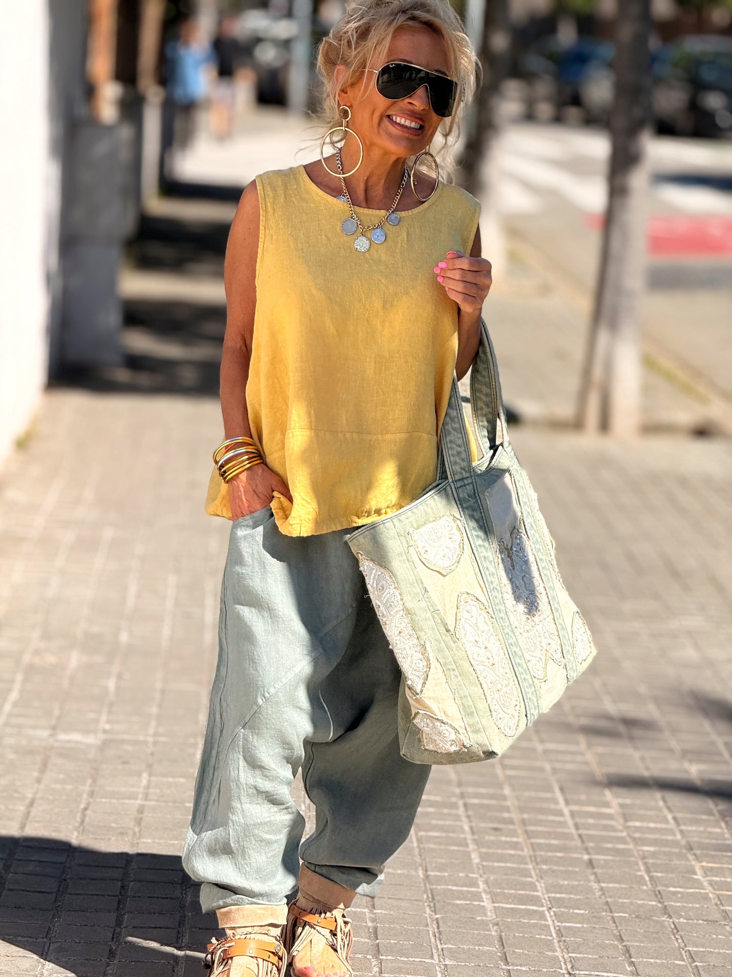 PANTALÓN BAGGY OVERSIZE LINO FLORENT MULTICOLOR