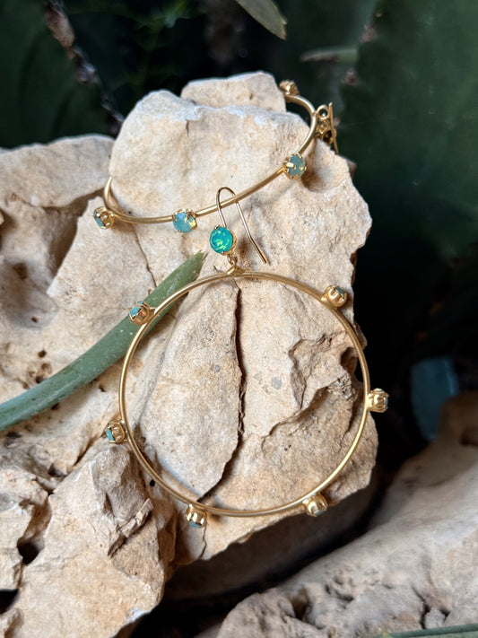 PENDIENTES CRISTAL DORADO TURQUESA