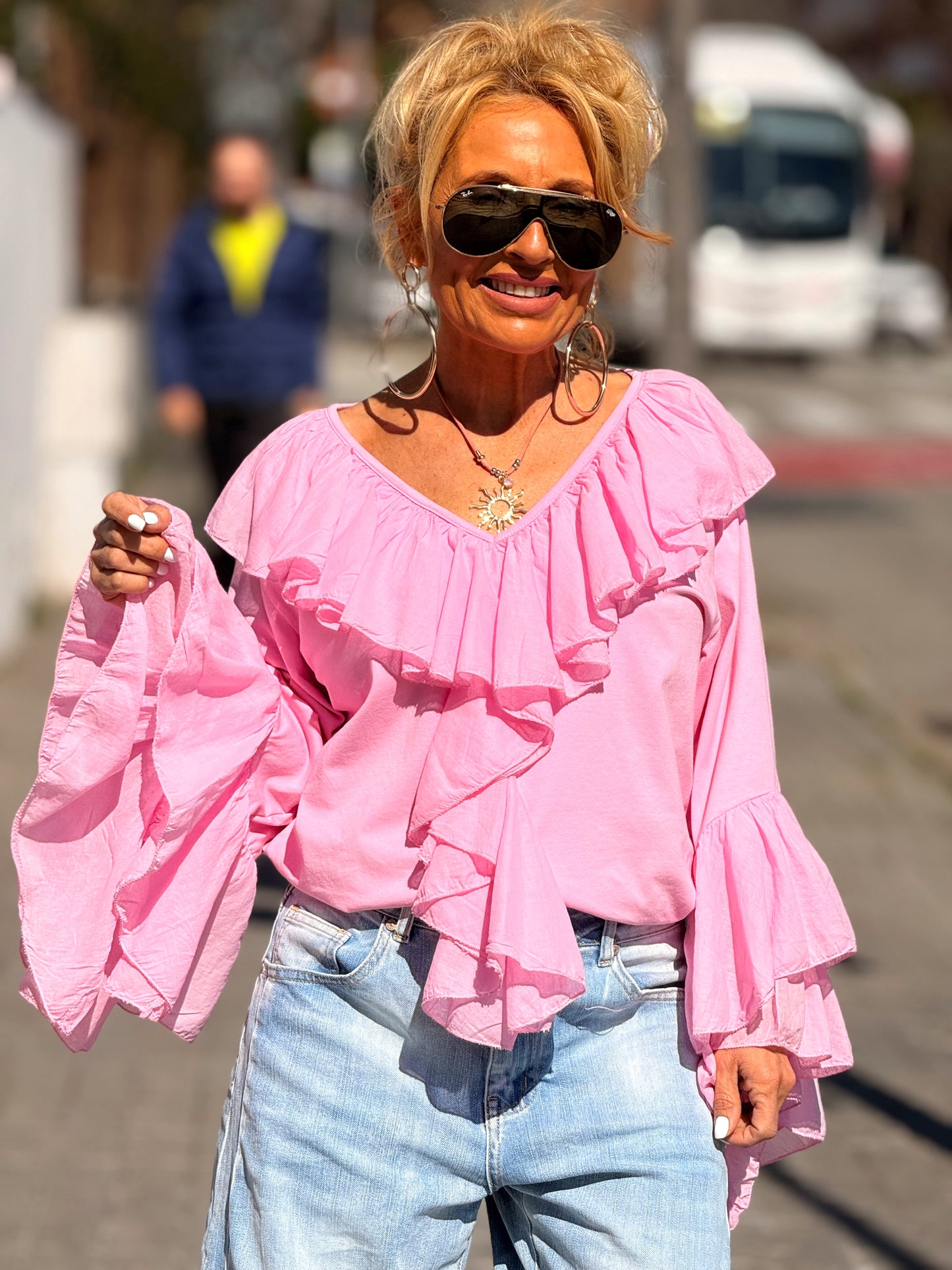 BLUSA VOLANTE MULTICOLOR