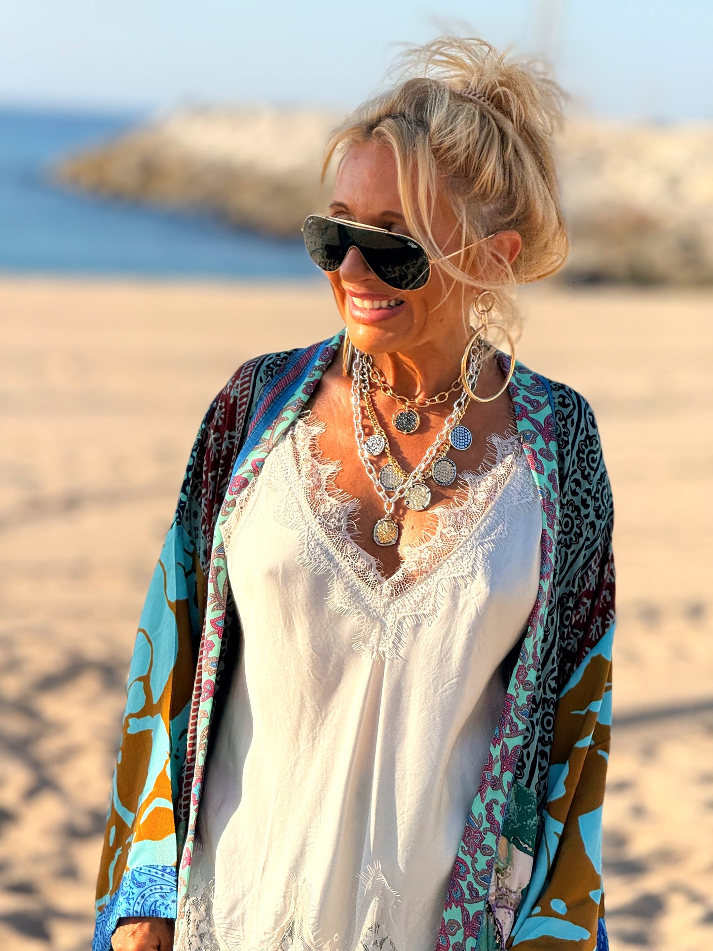 KIMONO ESTAMPADO MANGA 3/4 MULTICOLOR