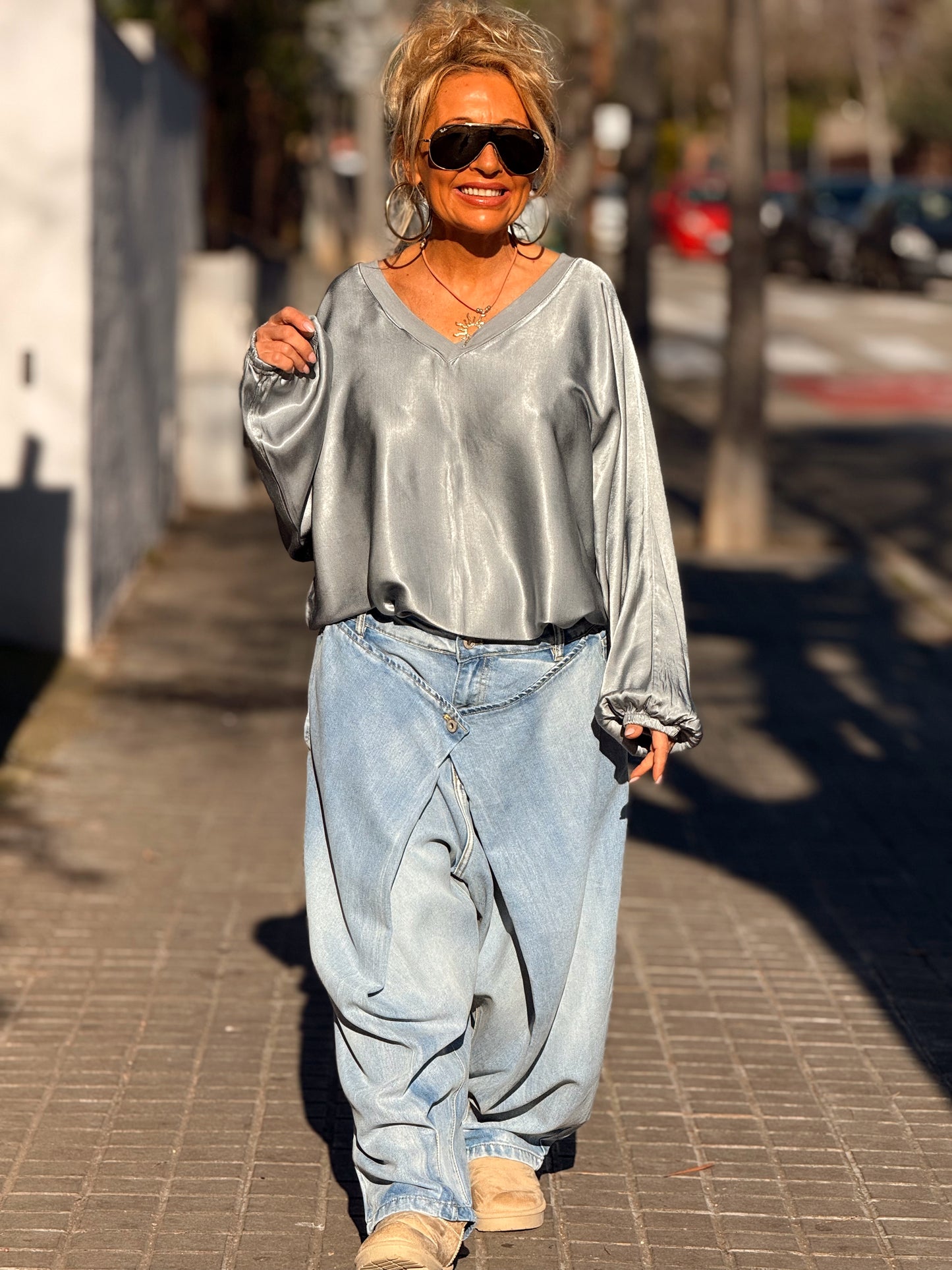 JEANS CON BOTONE OVERSIZE EDEN VAQUERO