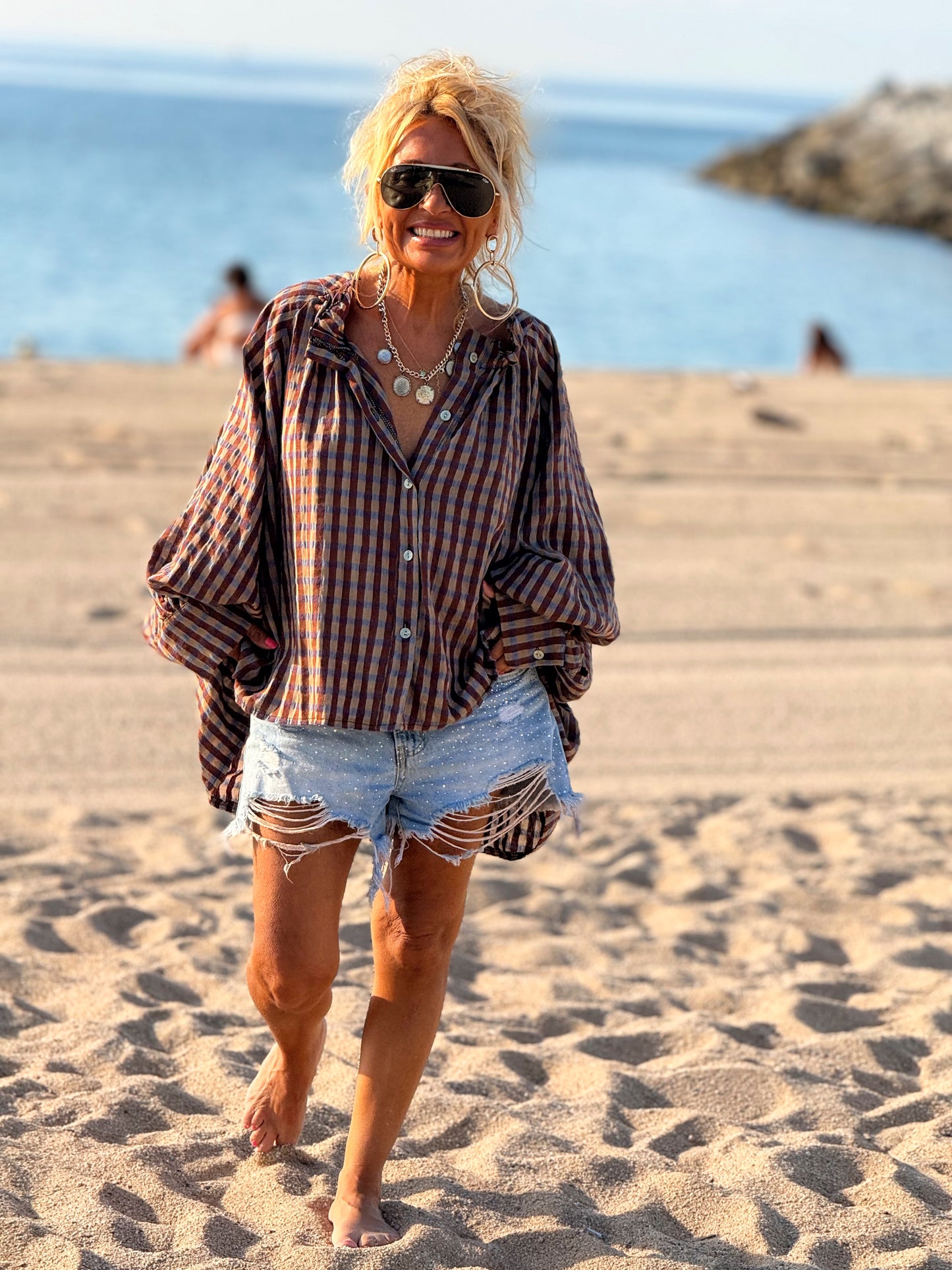 CAMISA OVERSIZE DAVID CUADROS MARRÓN