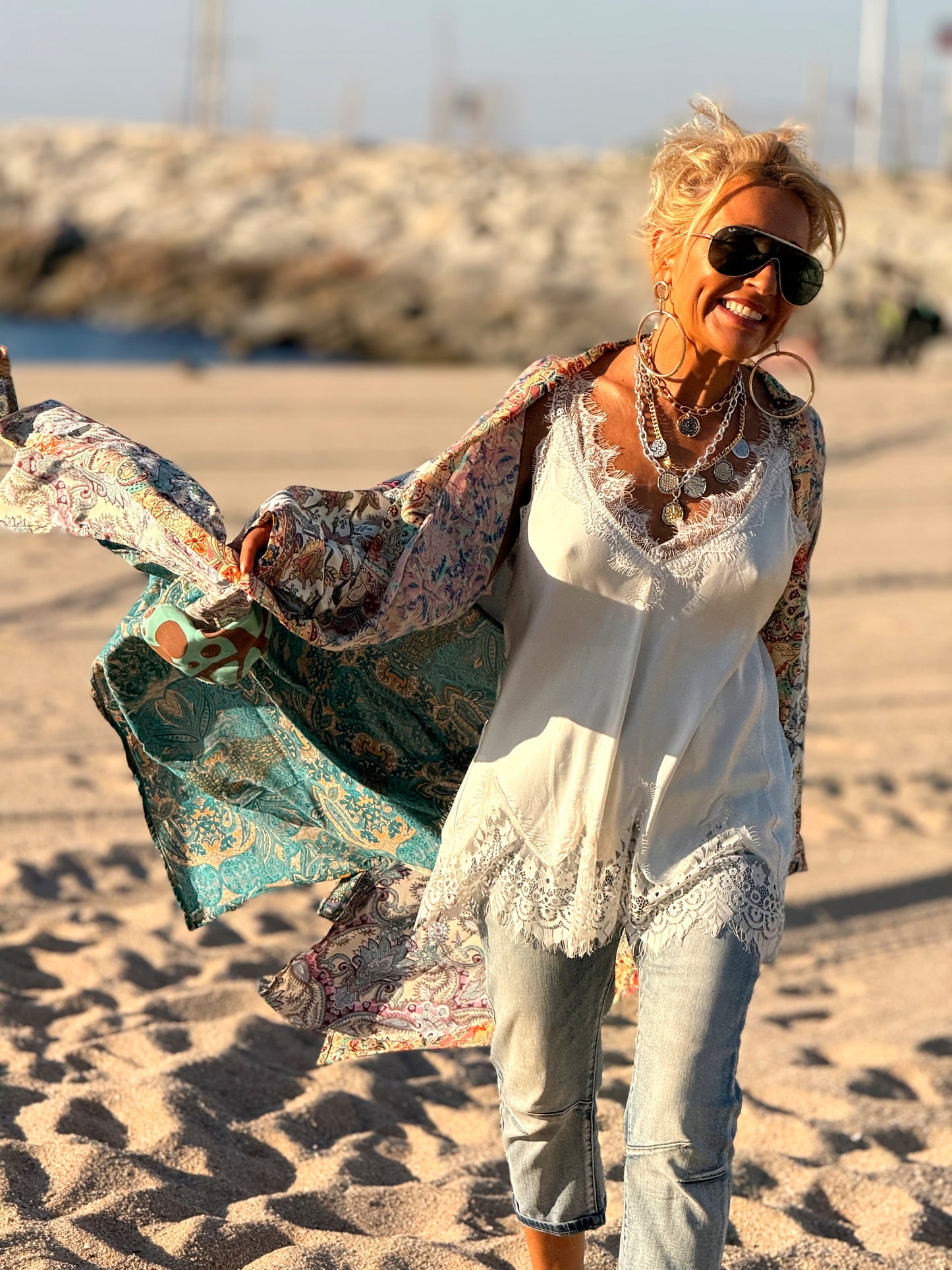 KIMONO ESTAMPADO MANGA 3/4 MULTICOLOR