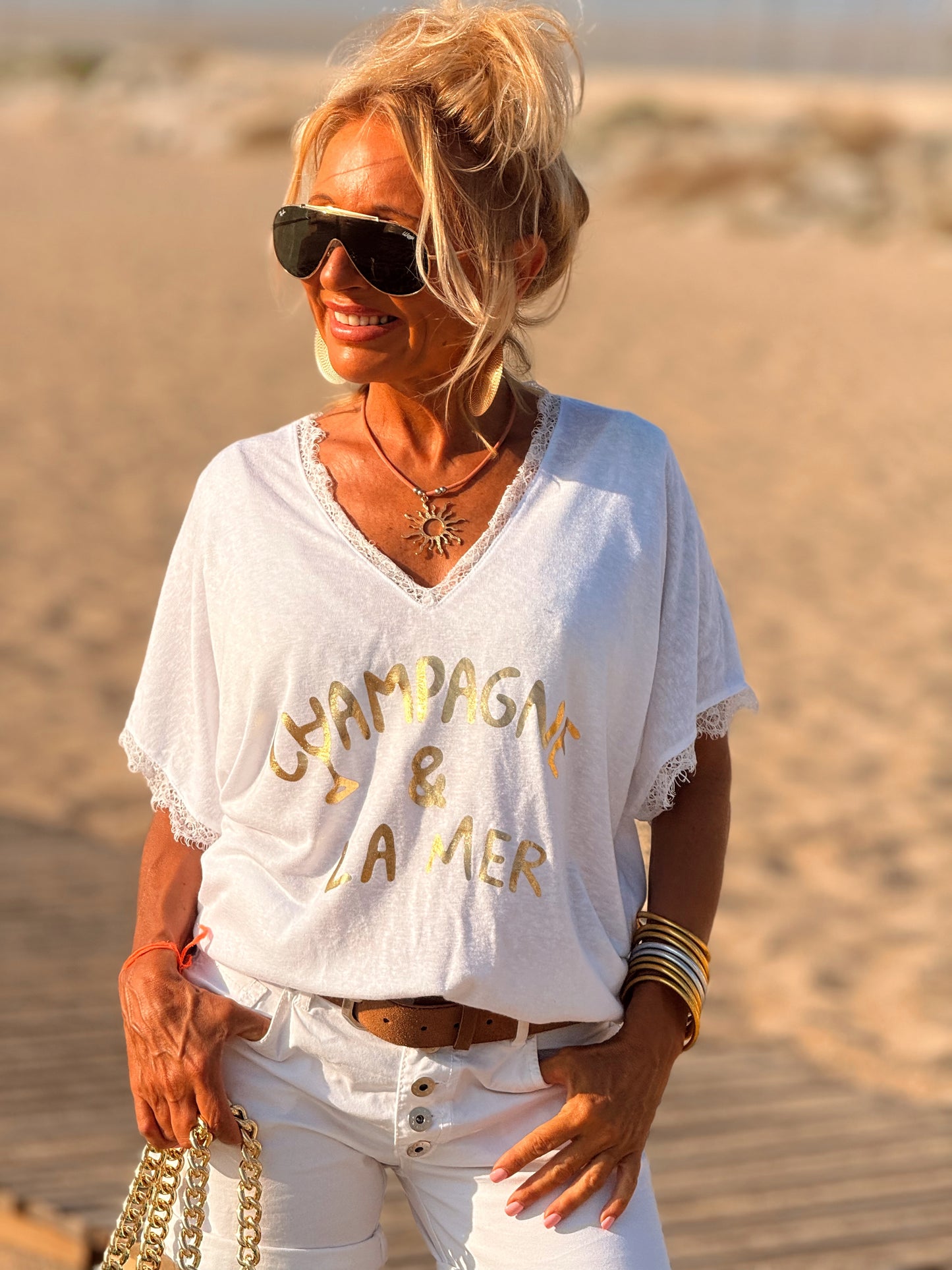 CAMISETA CHAMPAGNE BLANCO