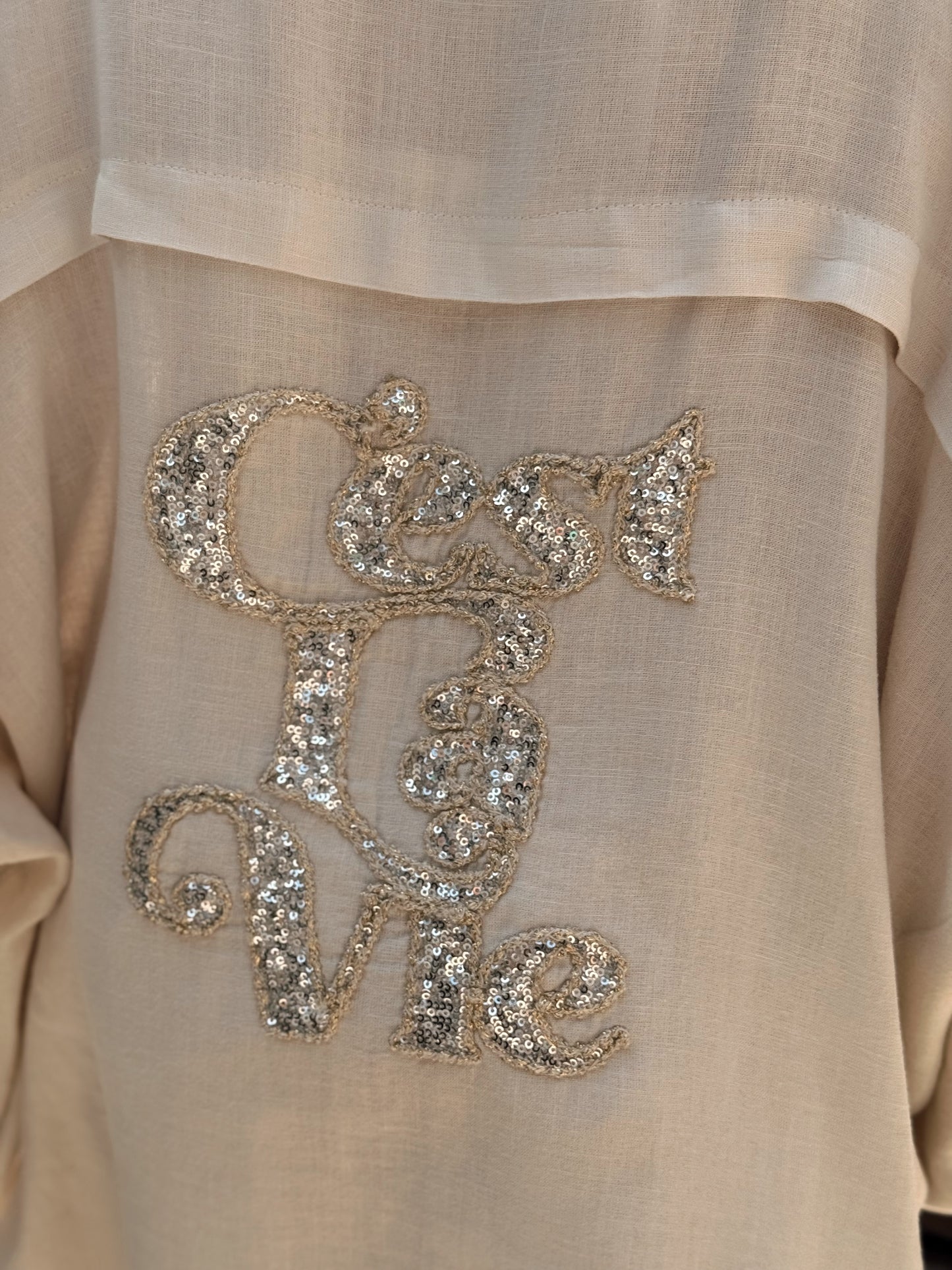 CAMISA OVERSIZE C’EST LA VIE BEIGE