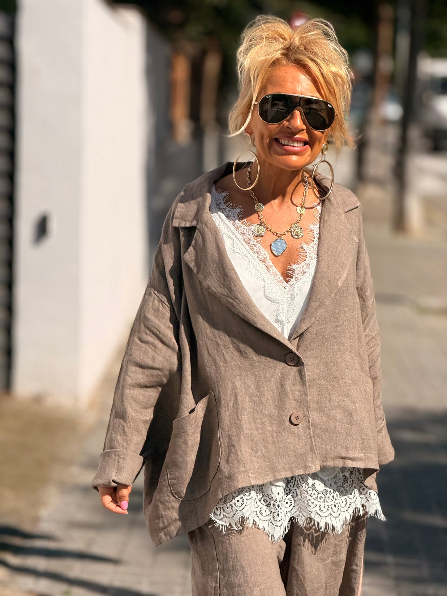 CHAQUETA OVERSIZE LINO CARMEN MULTICOLOR