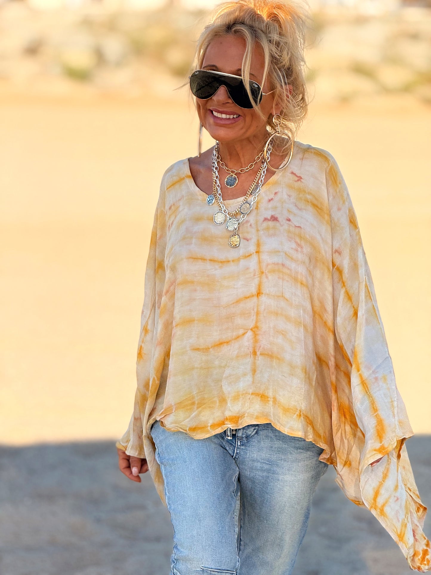 BLUSA-CAPA ESTAMPADO CREPE DE SEDA INDY MULTICOLOR