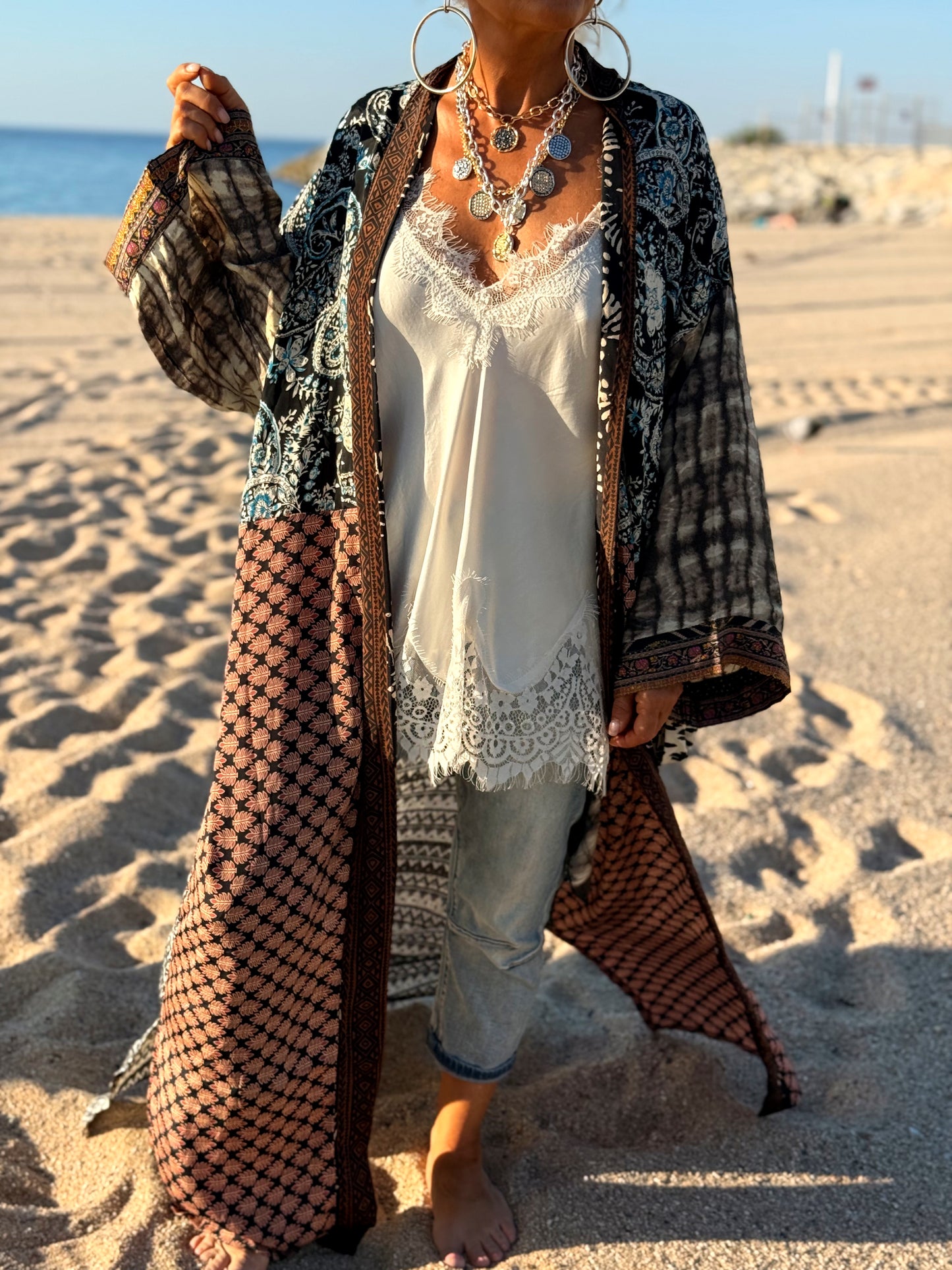 KIMONO ESTAMPADO MANGA 3/4 MULTICOLOR