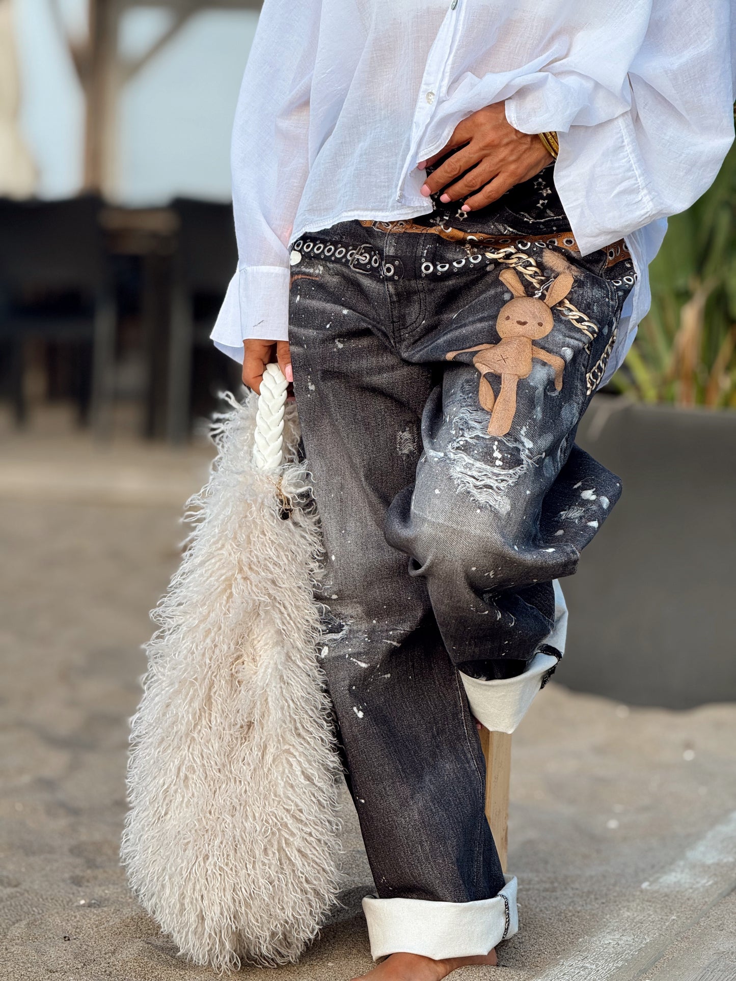 JEANS VAQUEROS MUÑECA GRIS