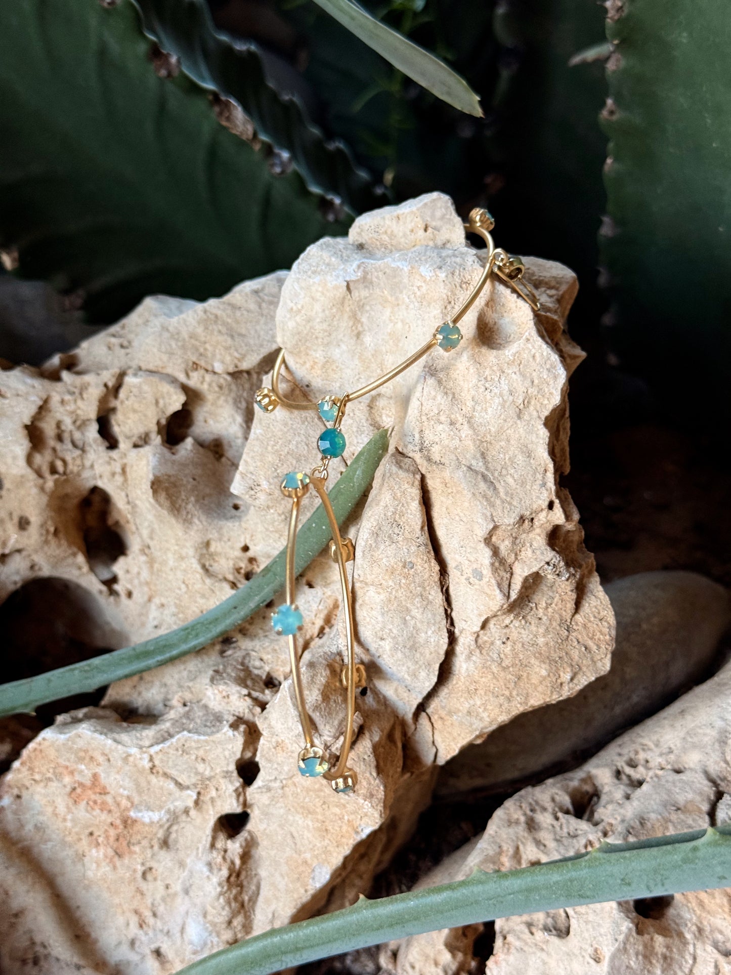 PENDIENTES CRISTAL DORADO TURQUESA