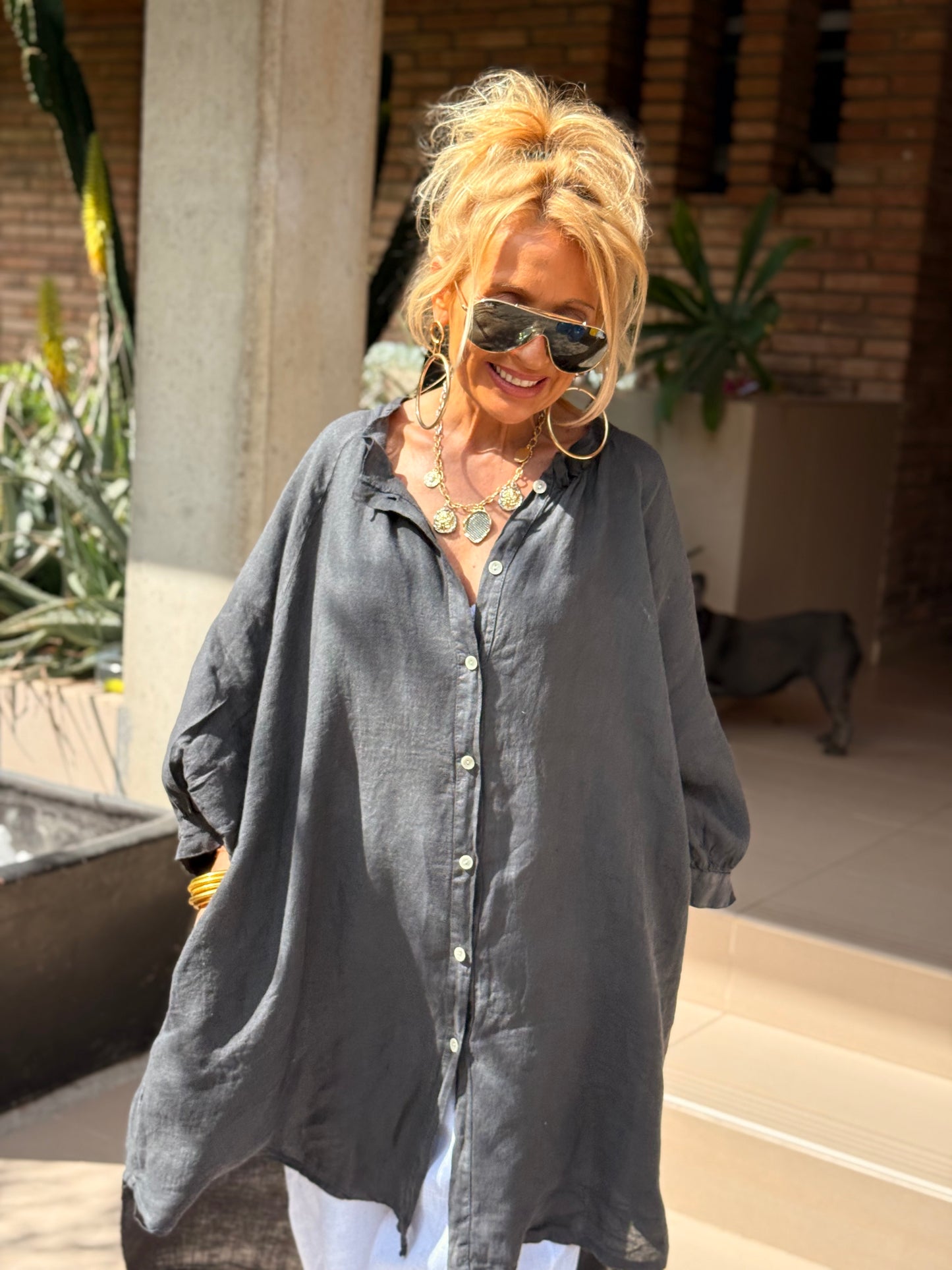 VESTIDO-TÚNICA SUPER OVERSIZE LINO NINA MULTICOLOR