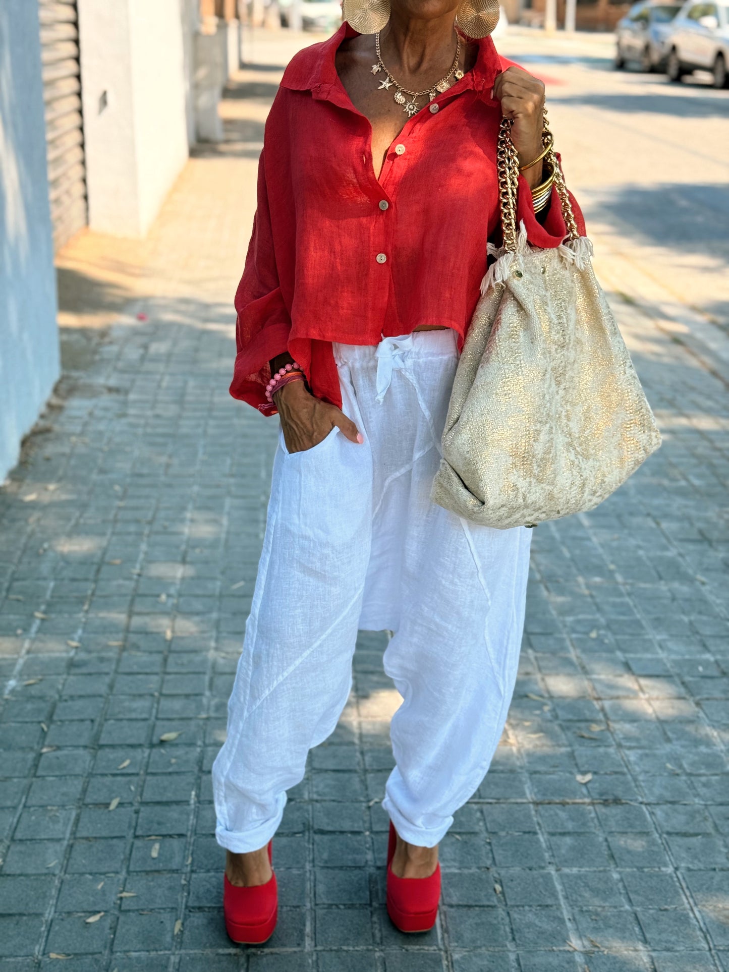 CAMISA LINO CROP-TOP MULTICOLOR