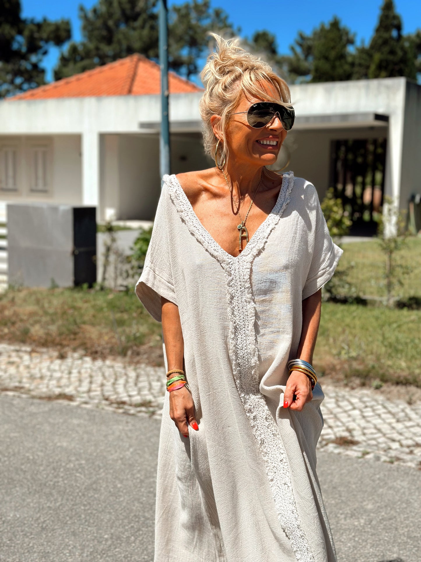 VESTIDO LARGO OVERSIZE JORDI BEIGE