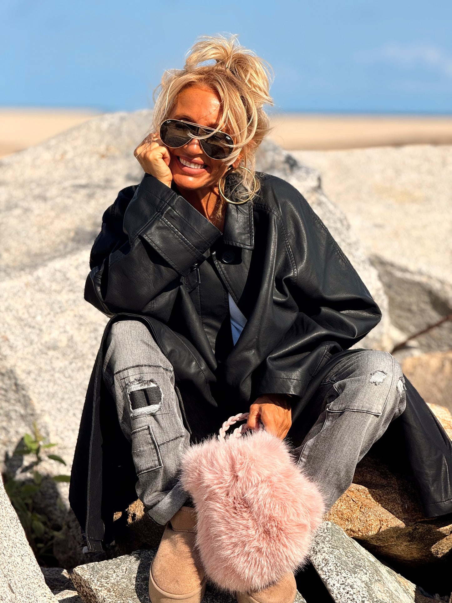 CHAQUETA LARGA POLIPIEL MULTICOLOR