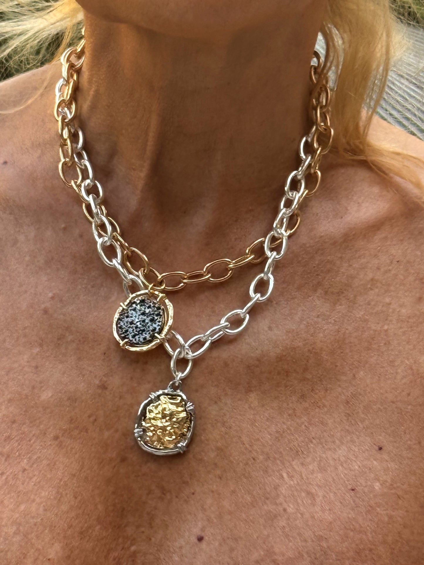 SET COLLARES SULTAN DORADO Y PLATA