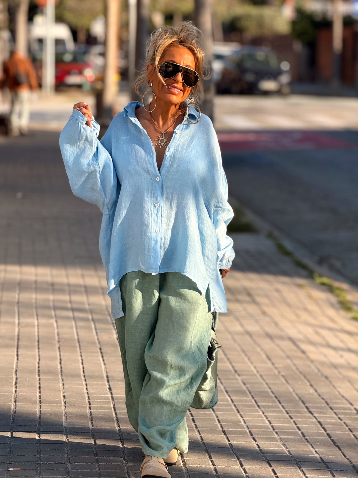 CAMISA OVERSIZE LINO LEA MULTICOLOR