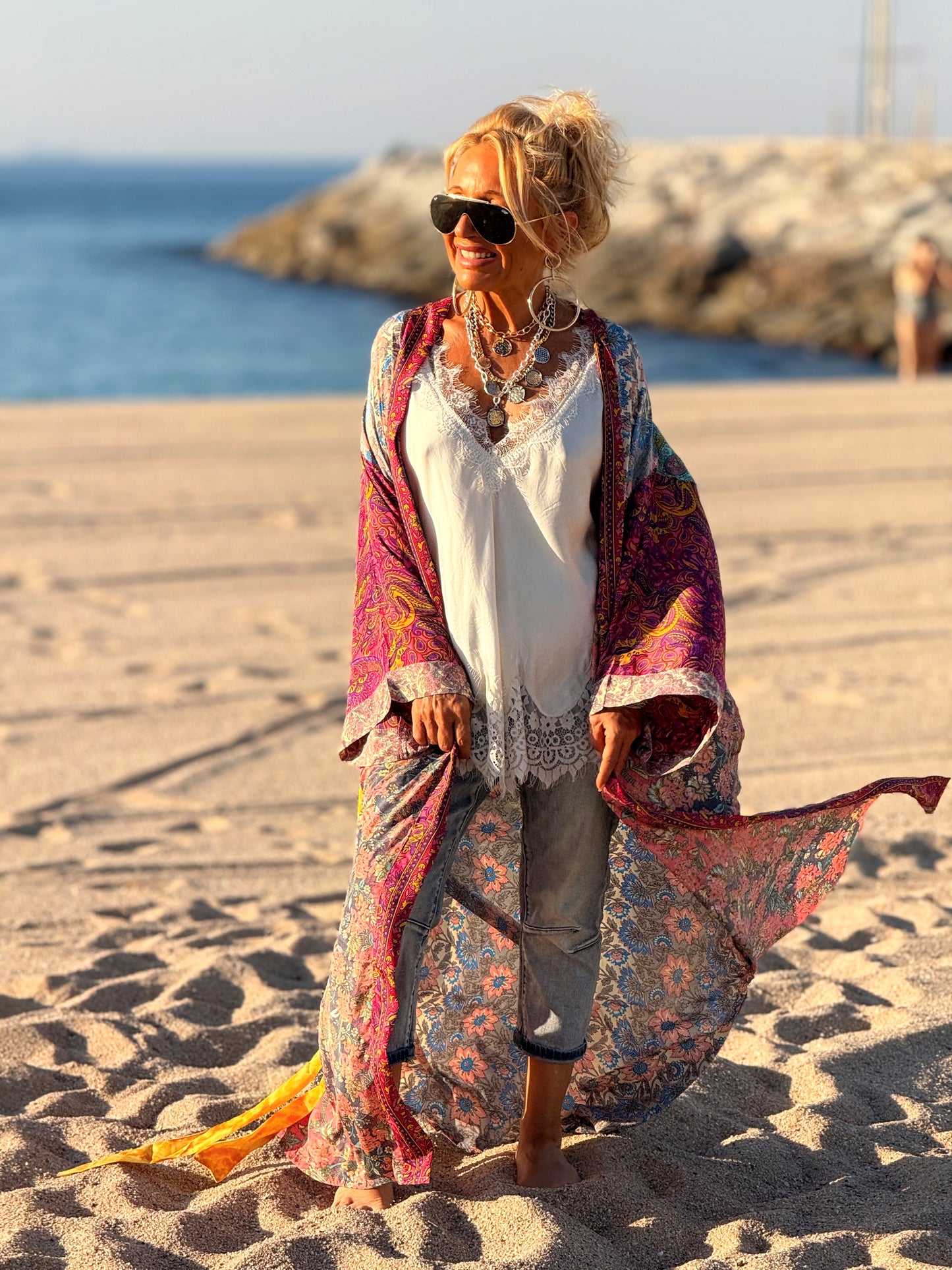 KIMONO ESTAMPADO MANGA 3/4 MULTICOLOR